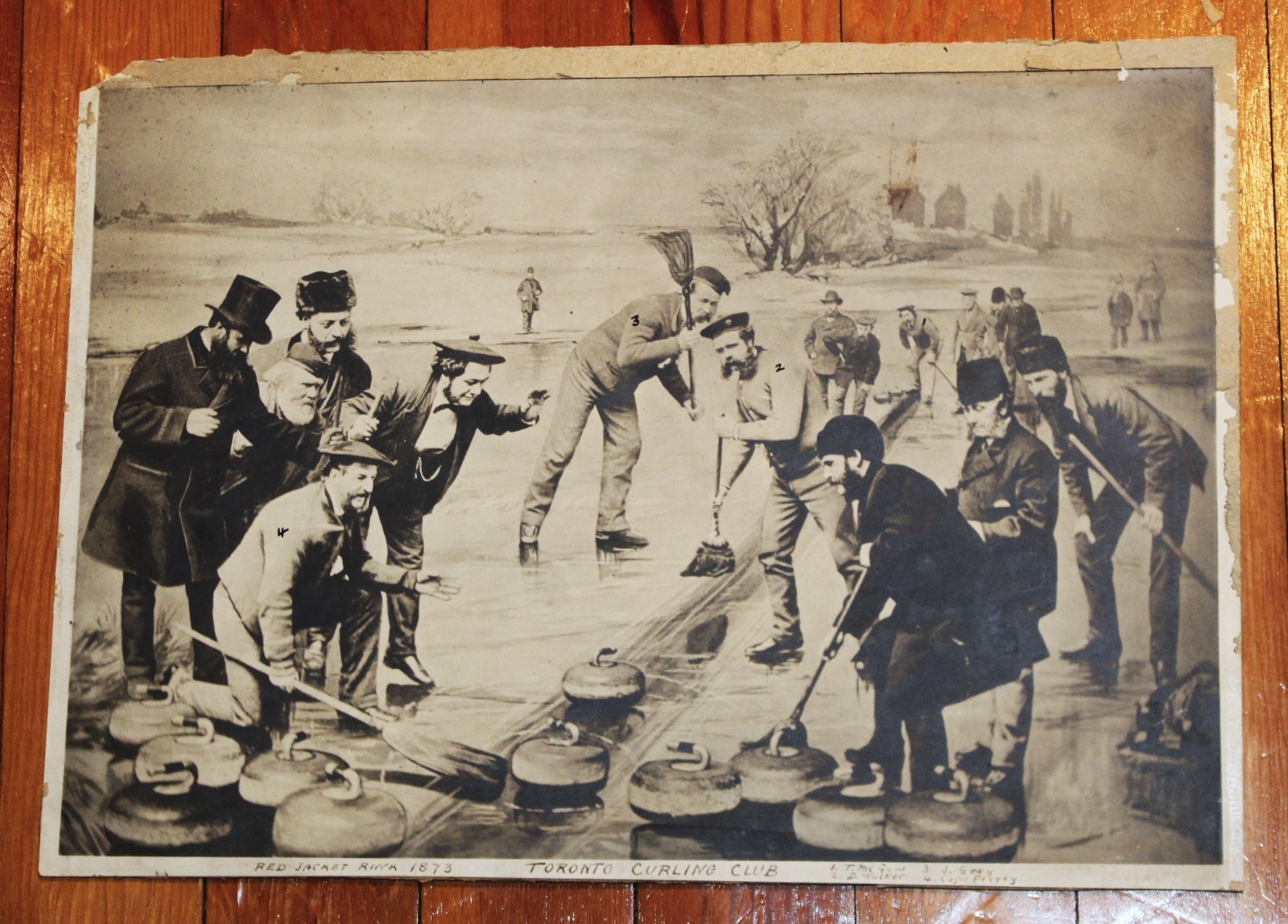 Superb 1873 Toronto Curling Club Original Large Format Photo Red Jacket Rink!