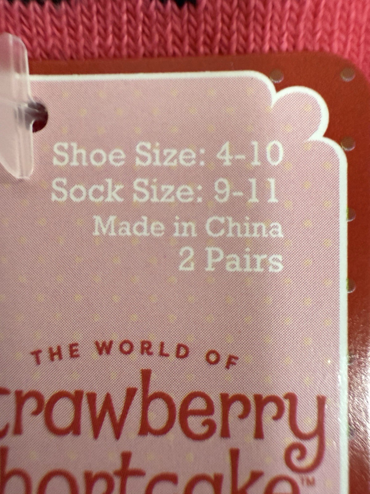 🍓🍰Strawberry Shortcake 2 Pack Socks Shoe Size 4-10 Sock Size 9-11🍓🍰