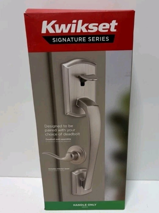 Kwikset Signature Series Brushed Silver Metal Door Handle with Interior Lever