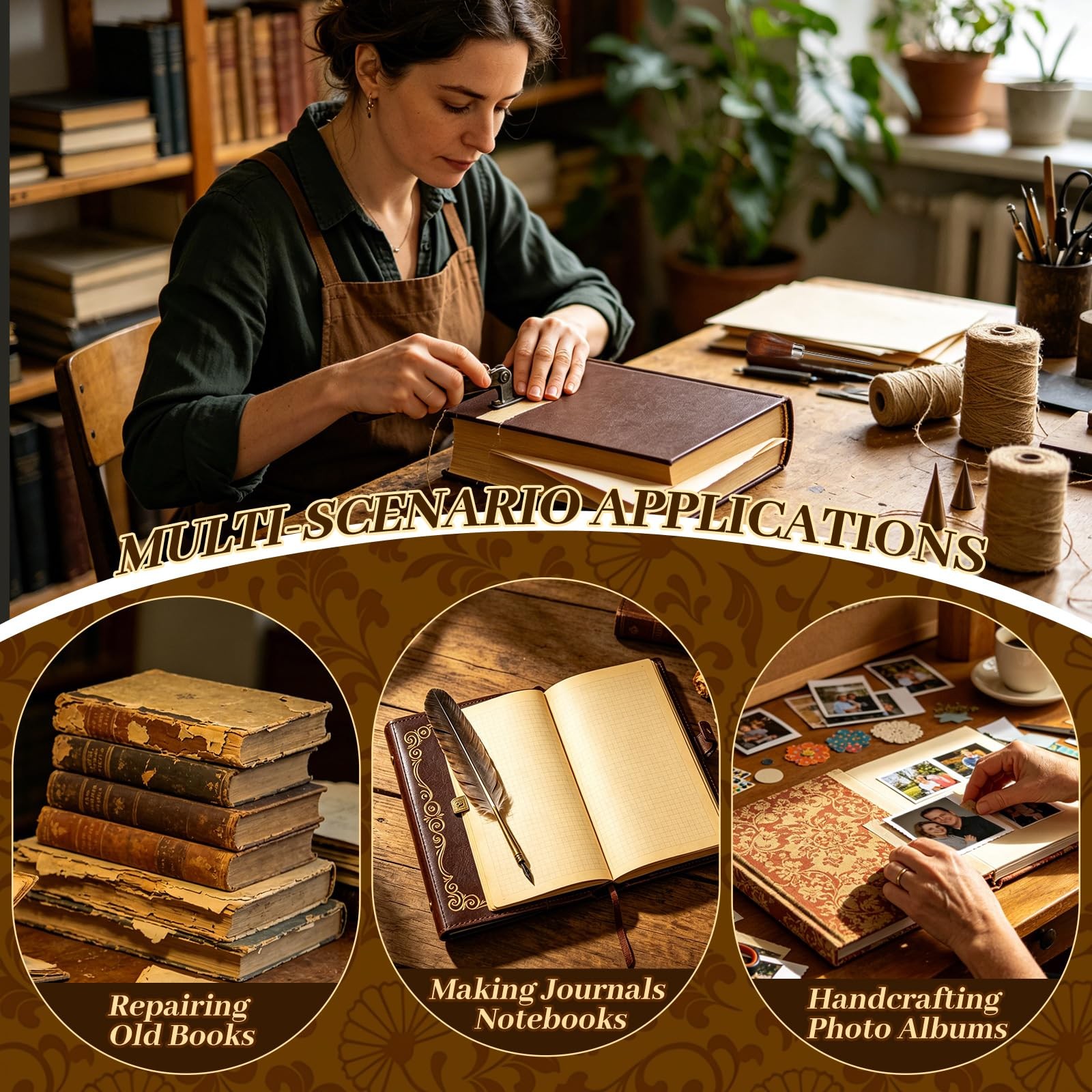 208 Pcs Book Binding Kits for Beginners,Complete Bookbinding Kit with Instruc...
