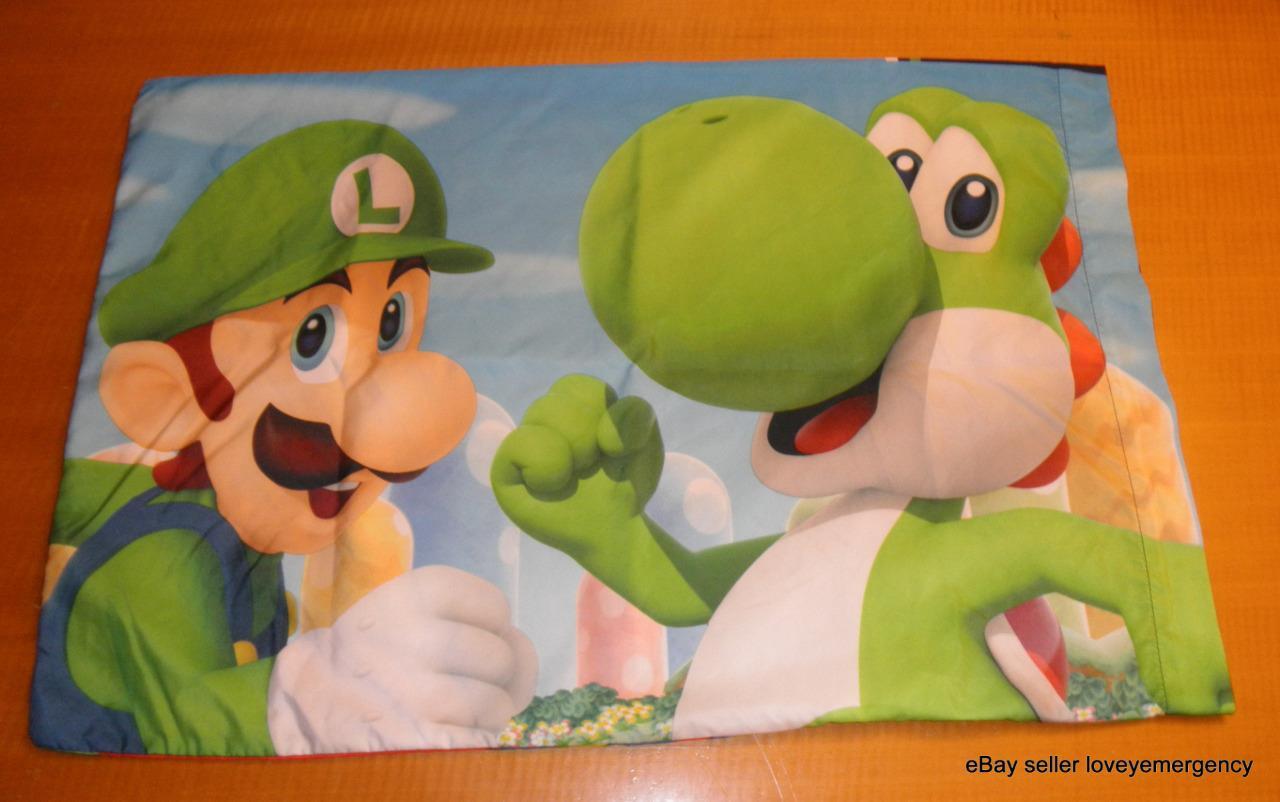 Nintendo Super Mario Microfiber Standard Pillow Case Luigi Yoshi