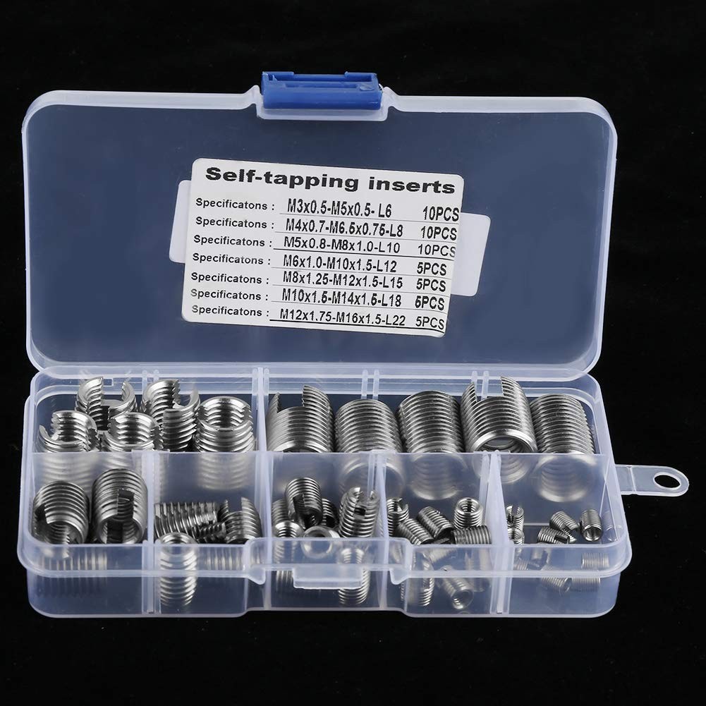 50 PCS Stainless Steel Thread Inserts Set Self Tapping Reinforce Repair Tool