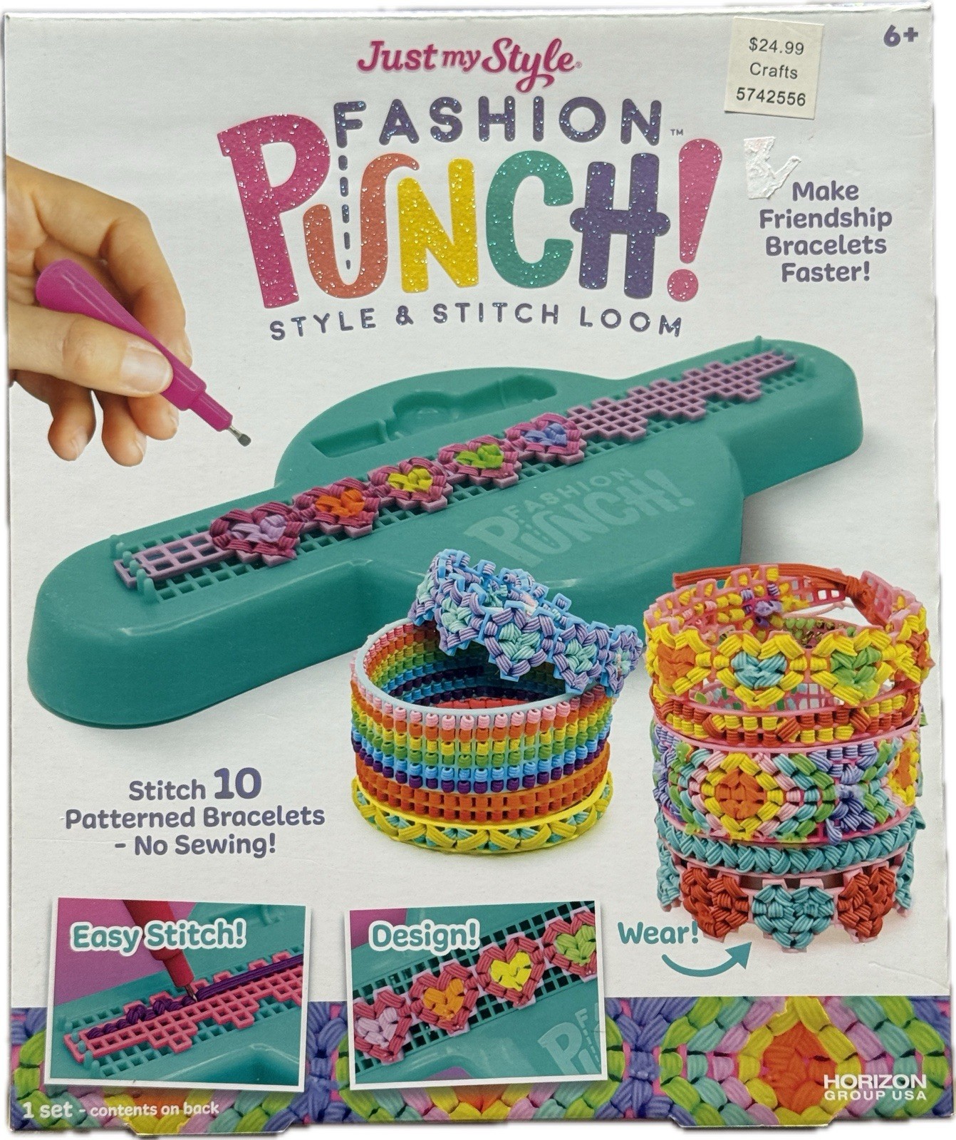 Just My Style Fashion Punch Style & Stitch Loom - Stitch 10 Patterned Bracelets