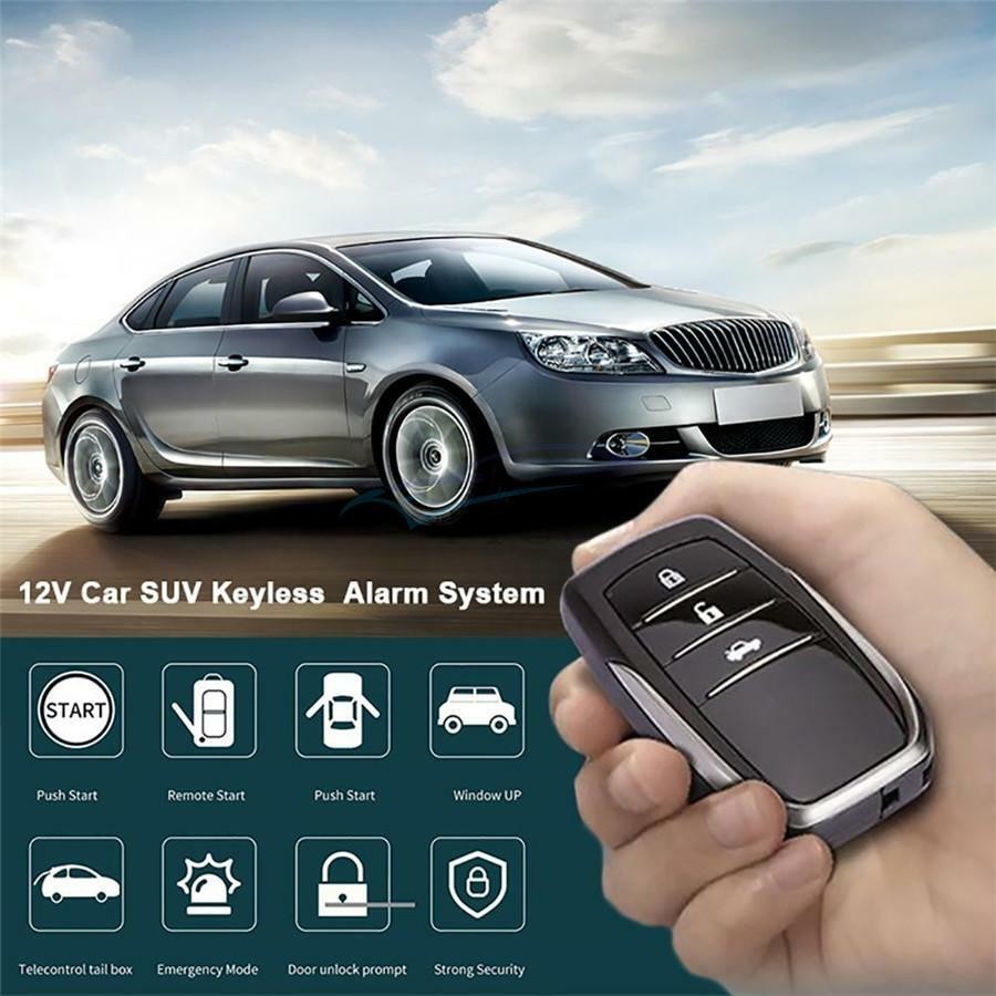 12V Car Keyless Entry System Engine Start Alarm System Remote One-button Start