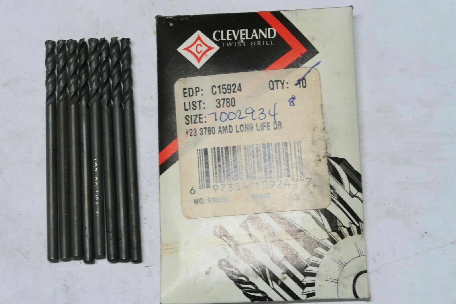 8 pcs CLEVELAND #23 Cobalt 135 DEG Black Oxide AMD Long Life Jobber Drills USA