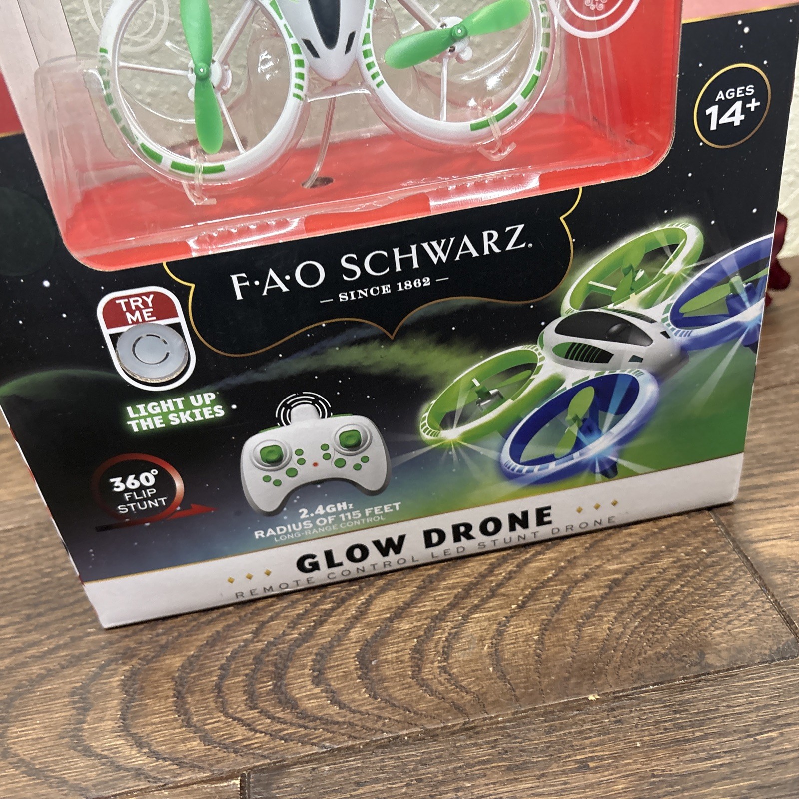 FAO Schwarz Glow Drone Remote Control LED Stunt Drone Advanced Autopilot System