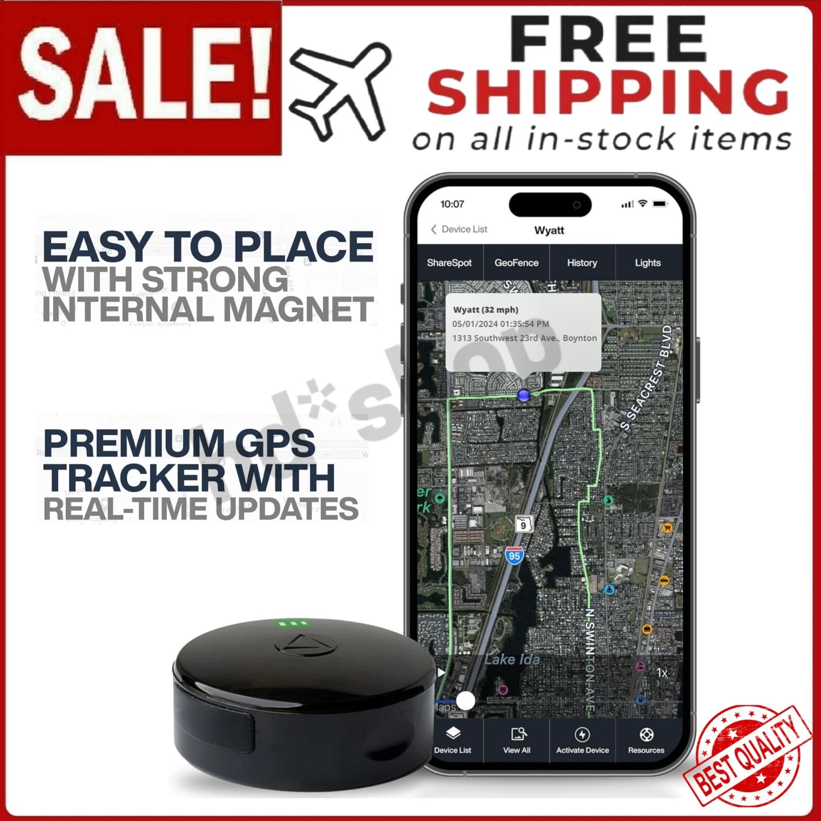 LandAirSea 54 GPS Tracker - Waterproof Magnet Mount. Full Global Coverage. 4G