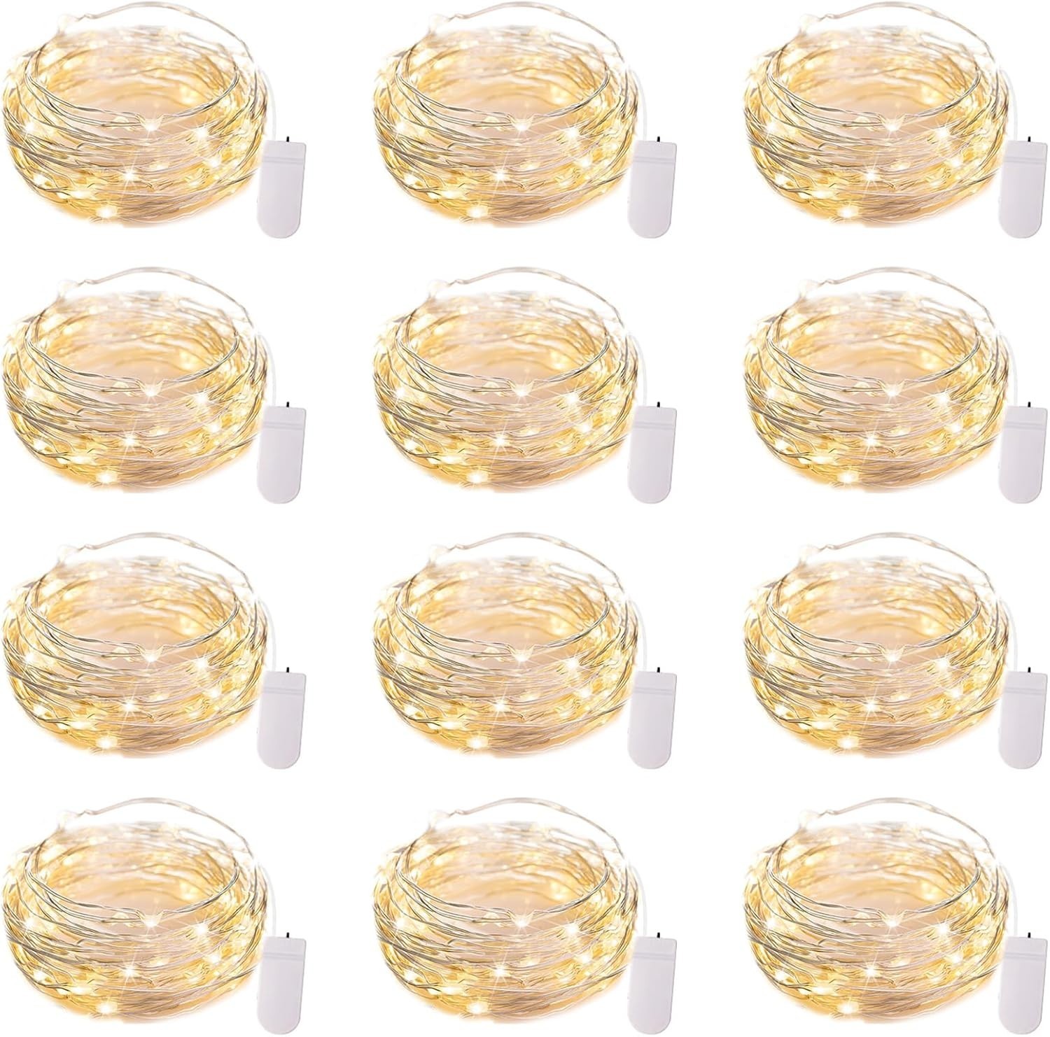 12 Pack LED Fairy Lights Battery Operated String Lights 7ft 20LED Waterproof