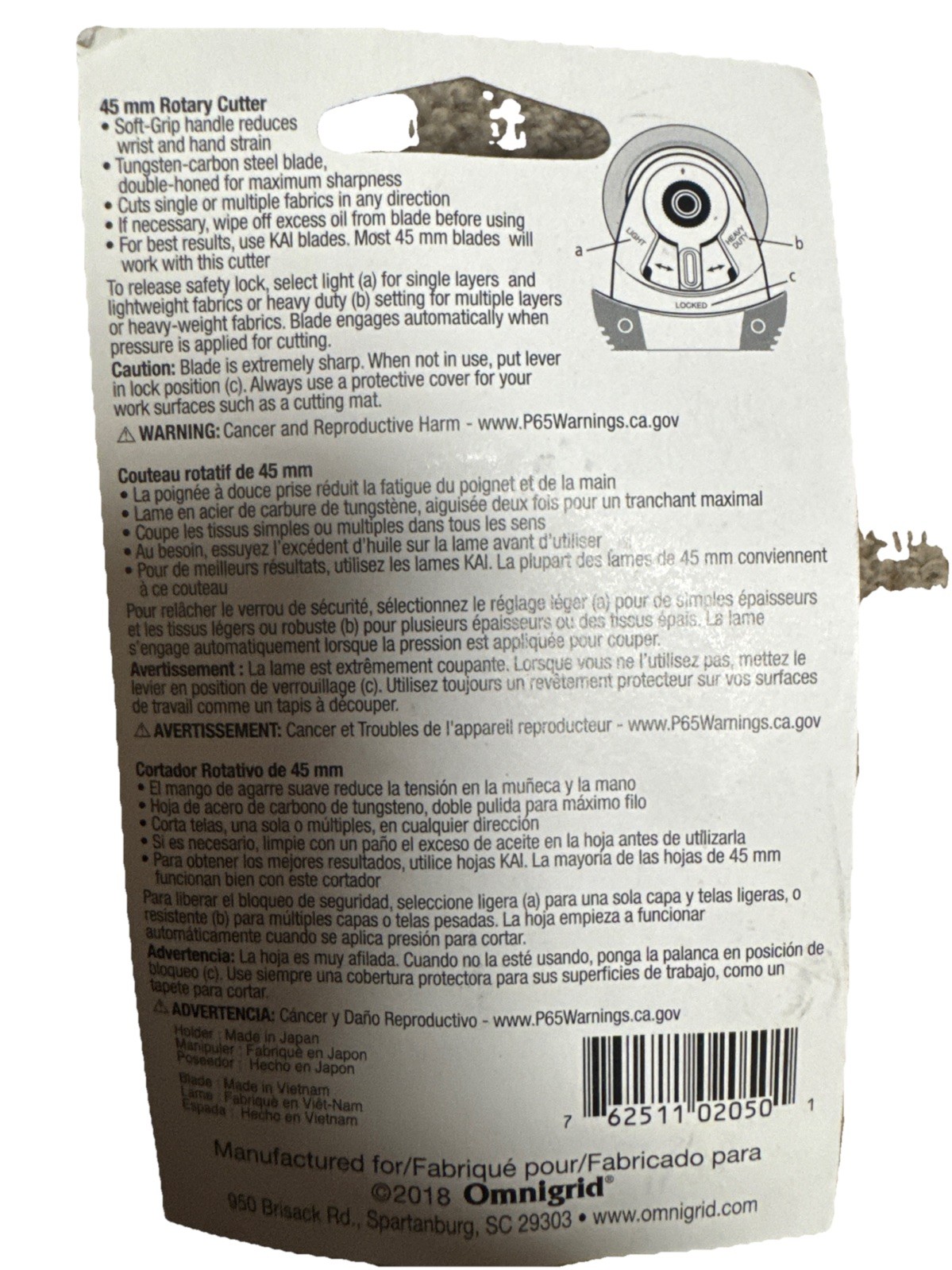 Omnigrid 45mm Pressure Sensitive Safety Rotary Cutter