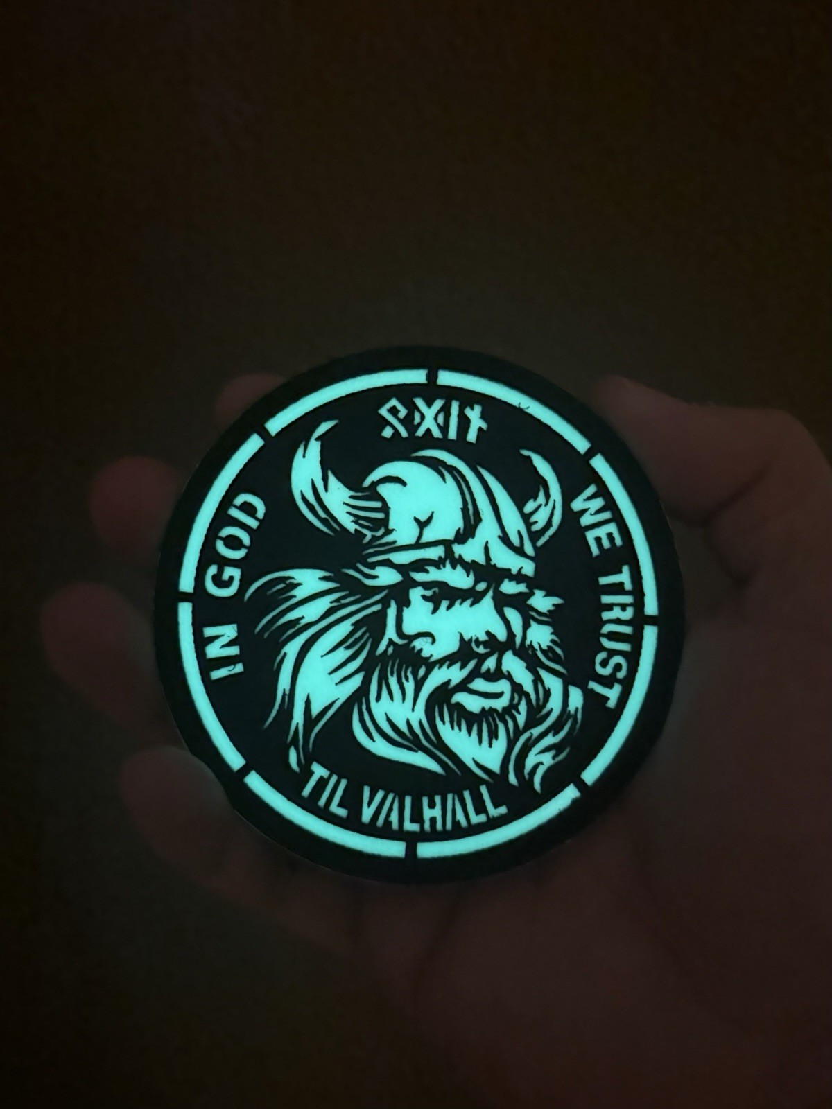Viking In God We Trust Odin Til Valhall IR InfraredTactical Hook Loop Patch Glow