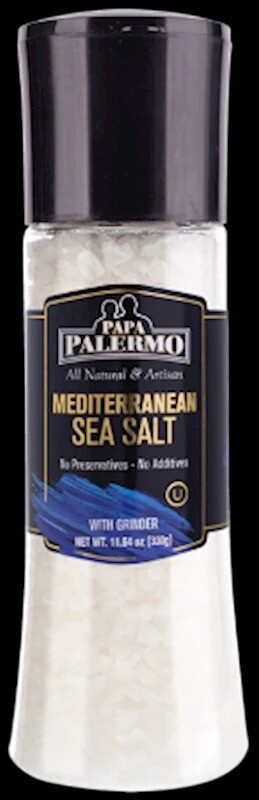 Mediterranean Sea Salt with Grinder, PAPA PALERMO, 11.64 oz, (330g)