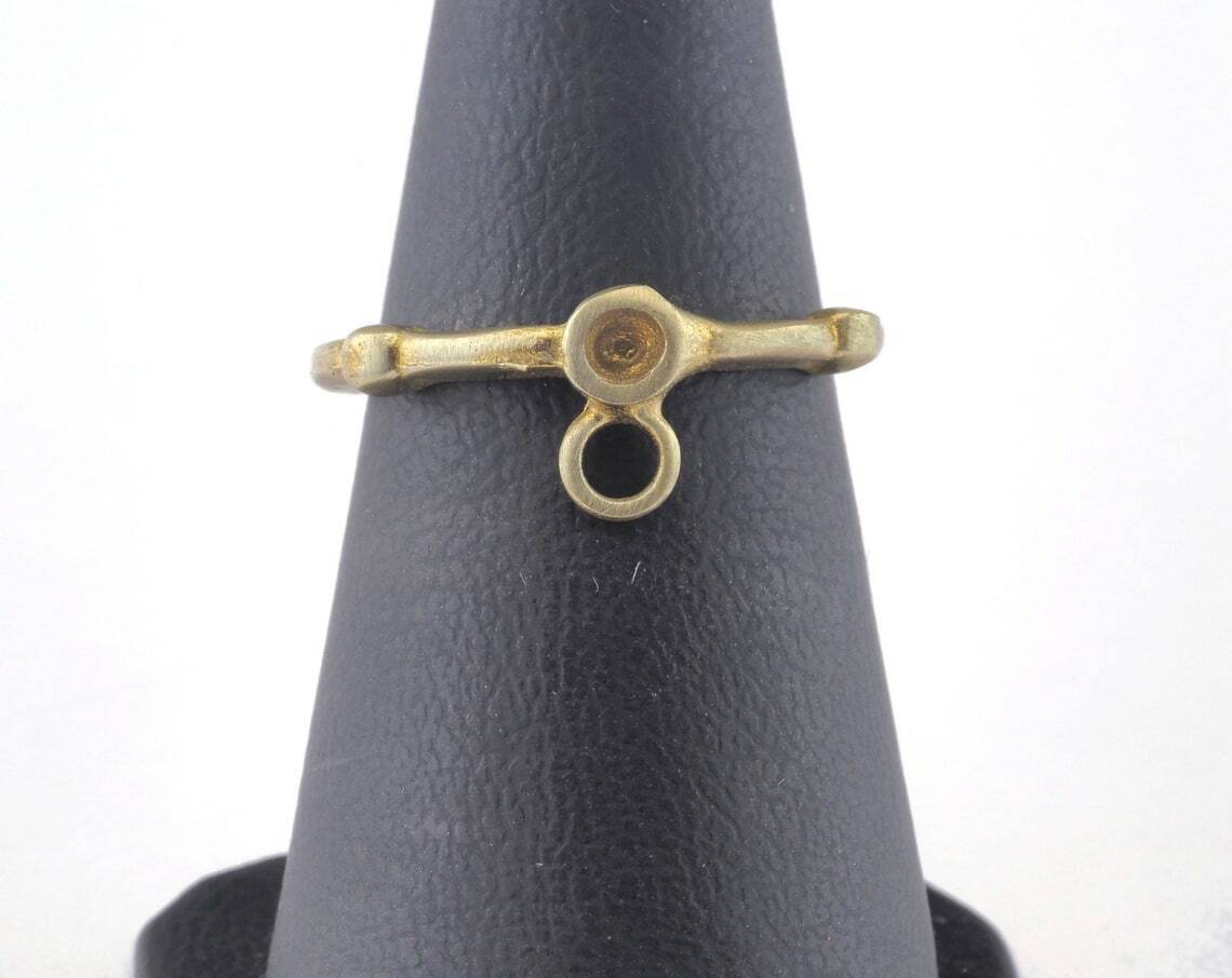 Adjustable Ring Loop Bezel Raw brass 16mm 5.5US inner size - Adjustable 2665