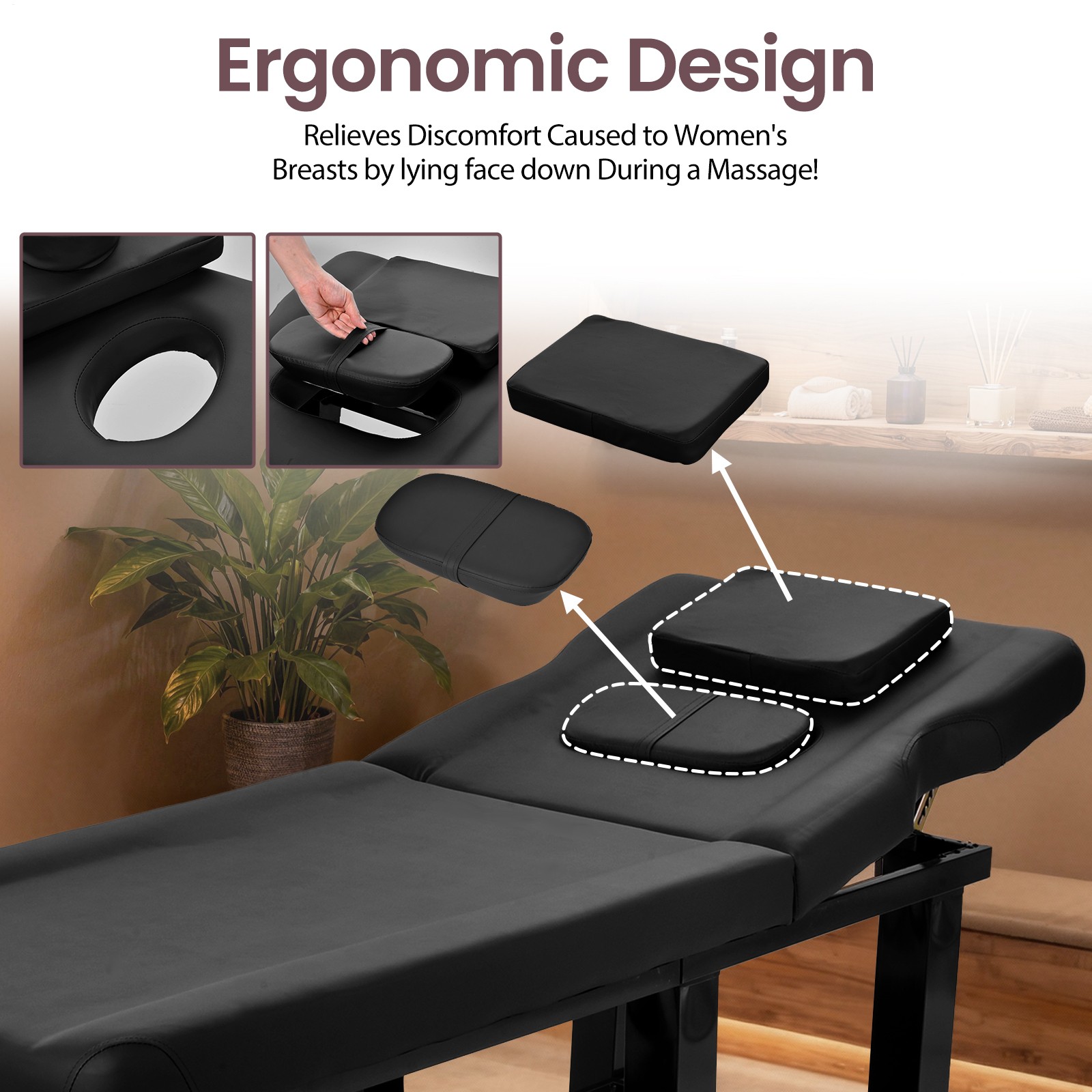 Professional Stationary Massage Table with Headrest