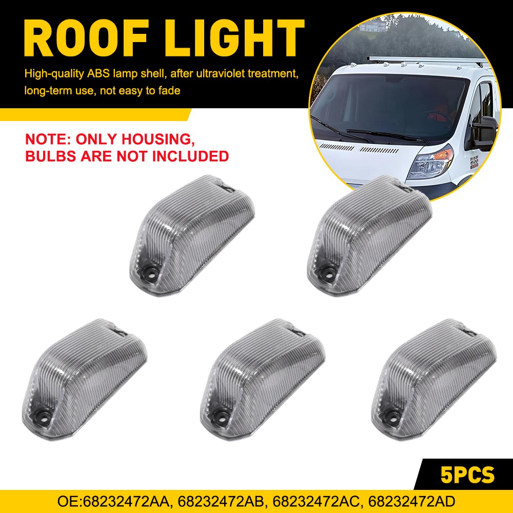 Clear Top Marker Cab Roof lights Housing For 2014-2023 Dodge RAM Promaster 1500