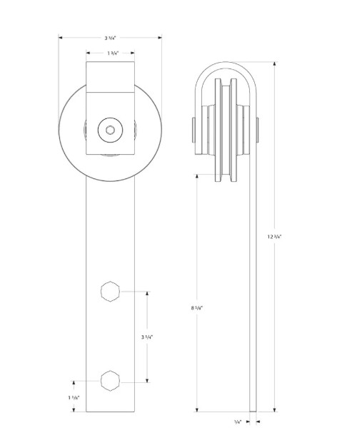 Emtek Face Mount Hanger Barn Door Soft Close Kit 5' Track Solid Wheel & Fastener