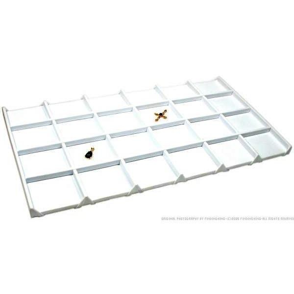 White Faux Leather 24 Compartment Tray Insert Jewelry Display 14 1/8" x 7 5/8"