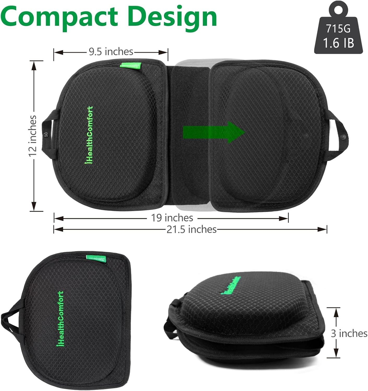 Small Travel Seat Cushion,Gel Memory Foam Seat Cushion,Supportive Butt Pillow