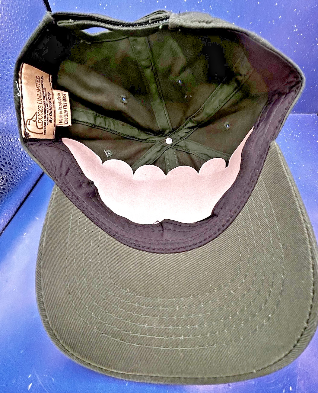 Green DUCKS UNLIMITED Outdoor Cap Shield Patch with Duck & Flags Adjustable New