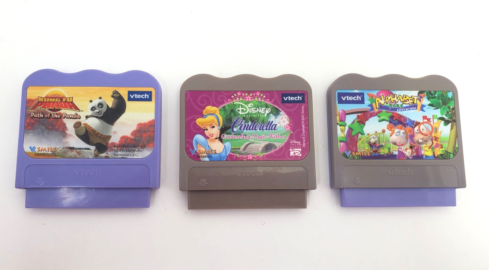 Lot Of 3 Vtech Vsmile Game Cartridges Kung Fu Panda Disney Princess Cinderella