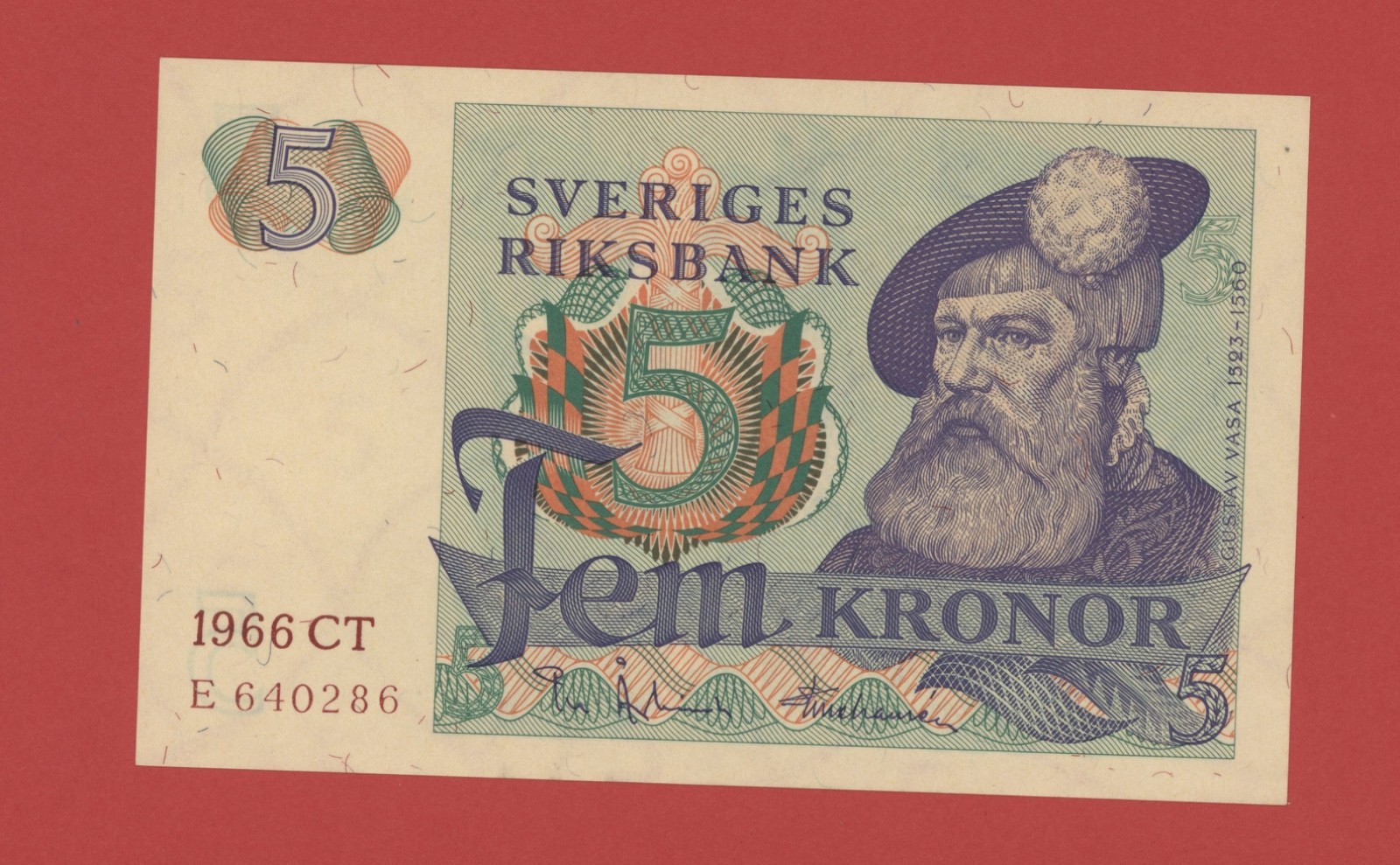 SWEDEN   5  KRONOR  1966   PICK # 51a  UNC LESS.