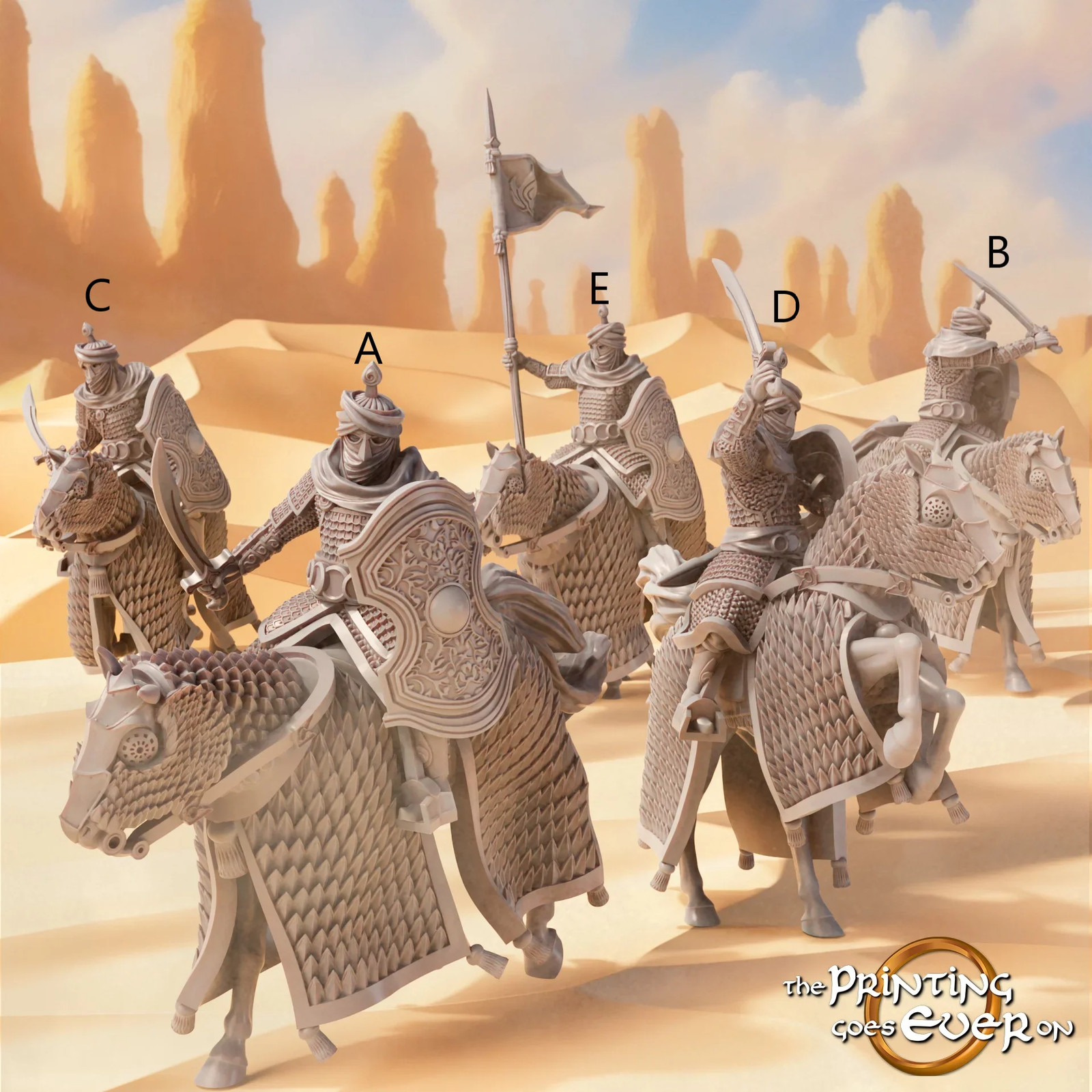 Easterner Cataphracts Set (Set of 5) - 28-32mm - Resin Tabletop Miniatures