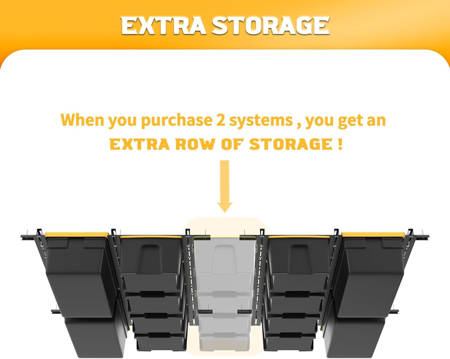 Overhead Tote Storage Rail System, Garage Ceiling Bin Storage Rack Heavy Duty Ad