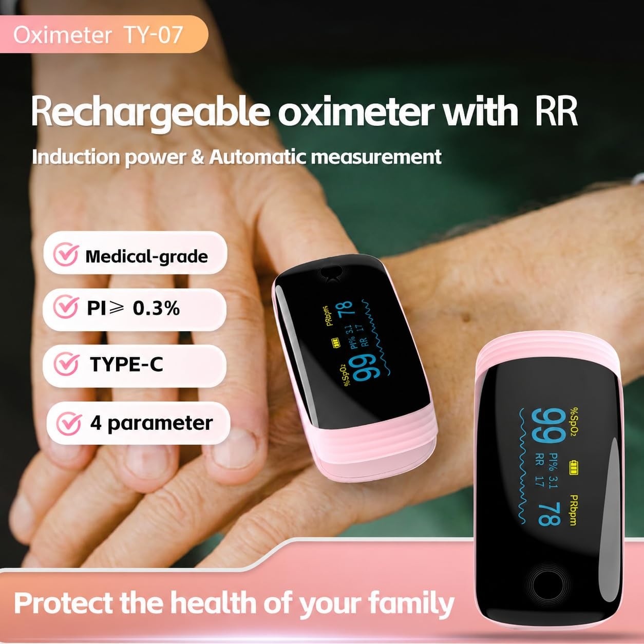 Finger Pulse Oximeter Blood Oxygen Saturation SpO2 Heart Rate O2 Monitor CE LED