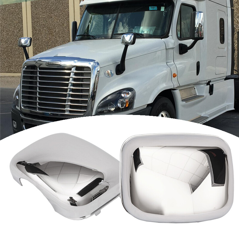For 2008-2017 Freightliner Cascadia Chrome Hood Mirrors Cover LH RH Pair