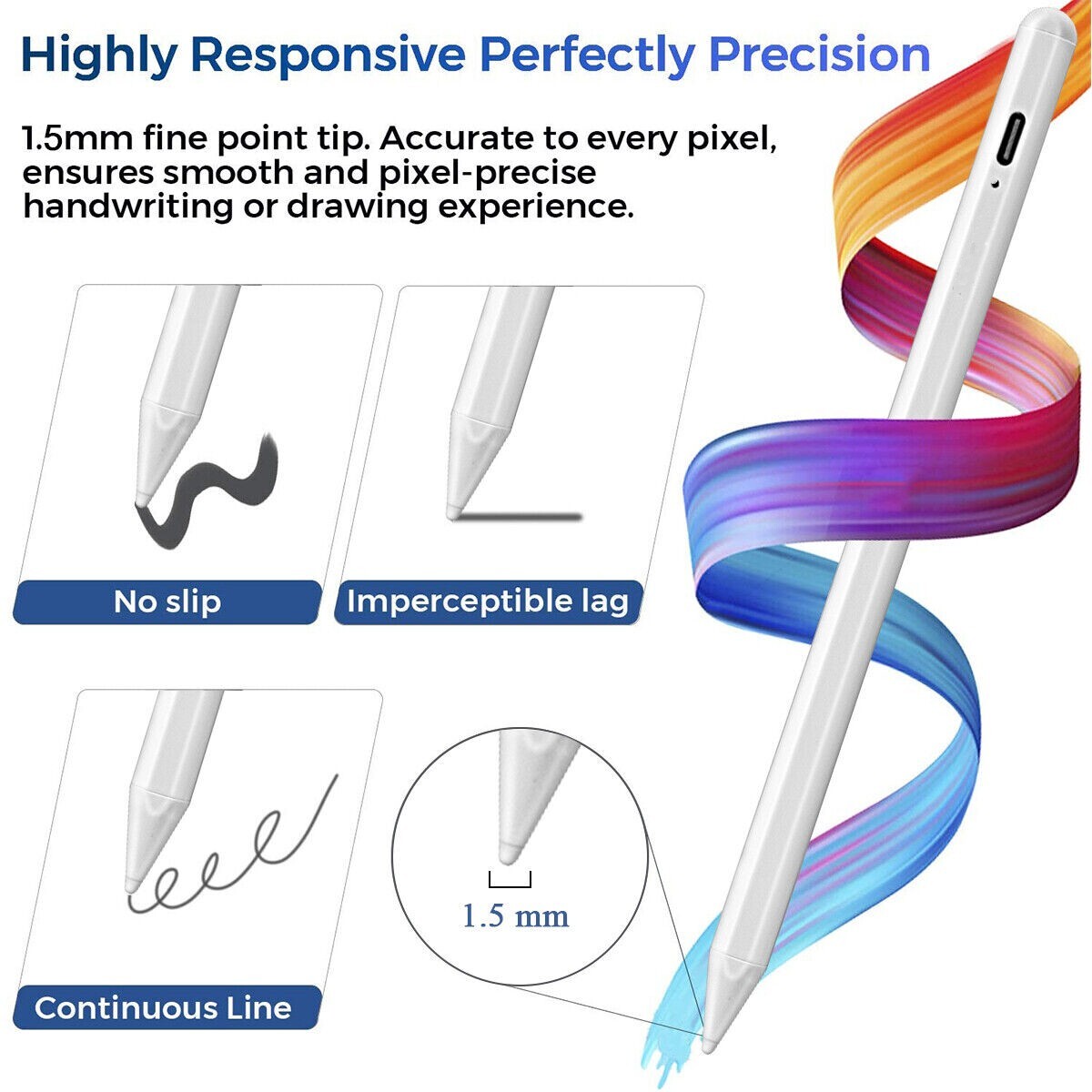 For Apple Pencil iPad 9/8/7/6th Gen Air 5/4/3- iPad Pro 2018-2023 Stylus Pencil