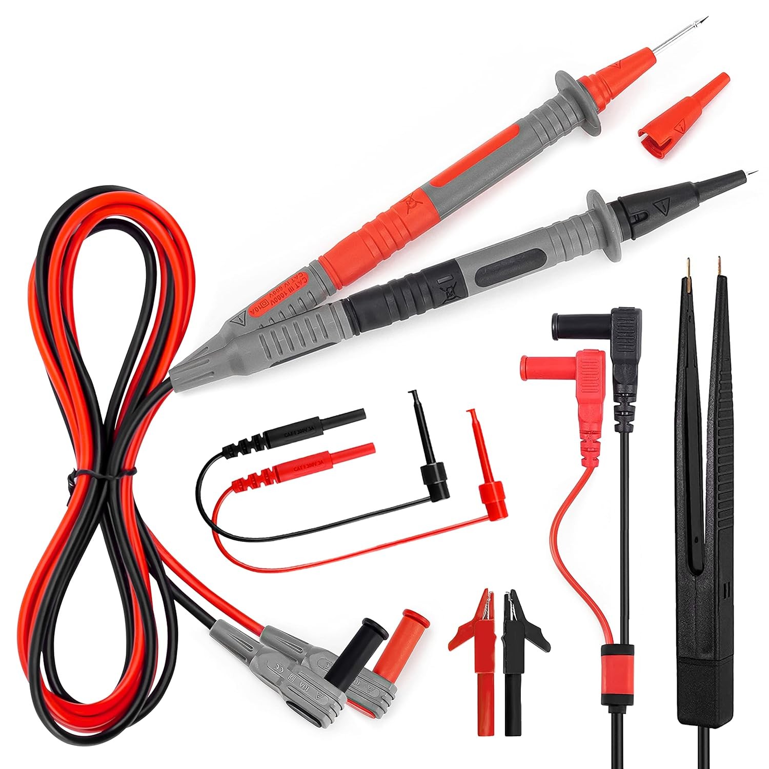 KAIWEETS Multimeter Test Lead Set for Electrical Testing, Soft 11PCS, Red