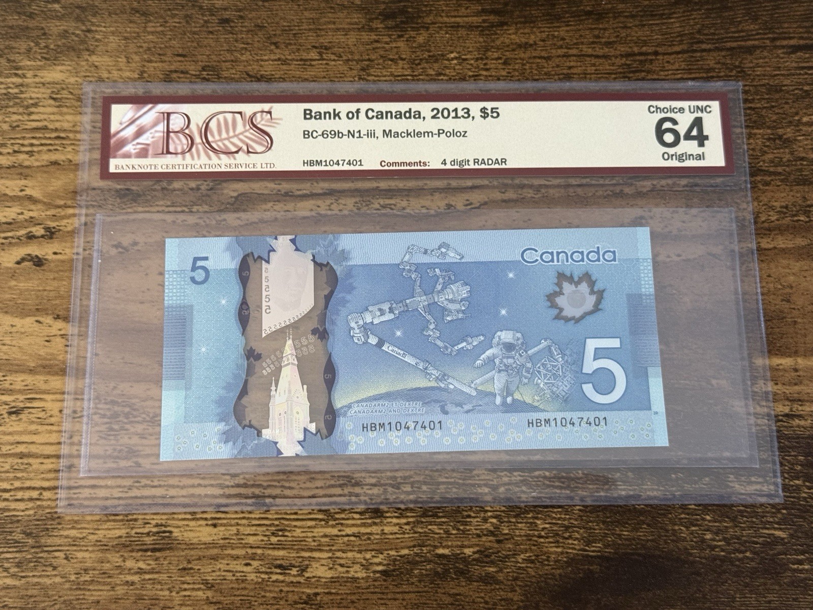 RARE CONSECUTIVE RADAR RUN - Canada $5 Frontier - HBM Pref - BCS 64 Choice UNC