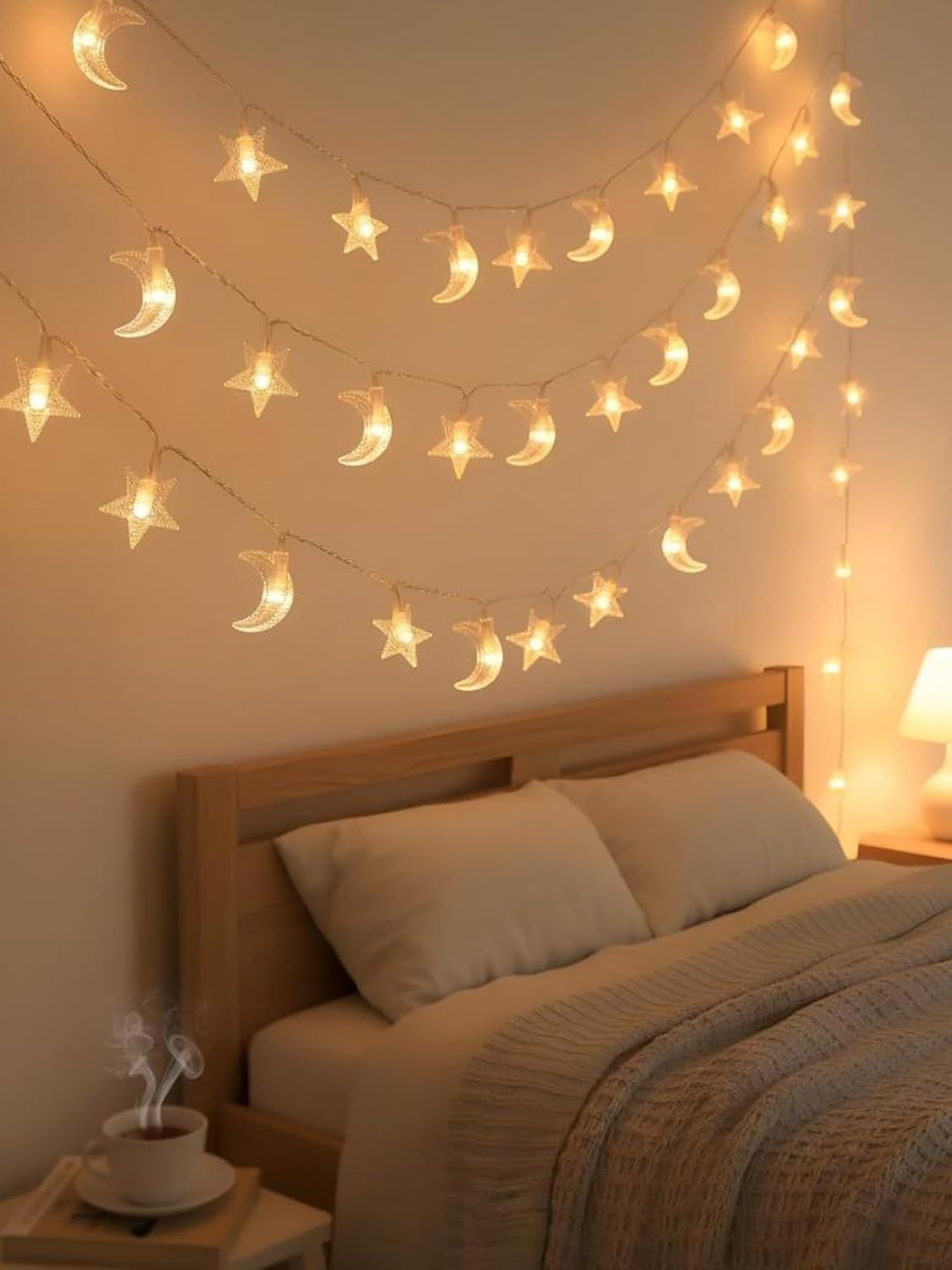 30 LED Star and Moon String Lights, Warm White Decorative Fairy Lights for Nurse