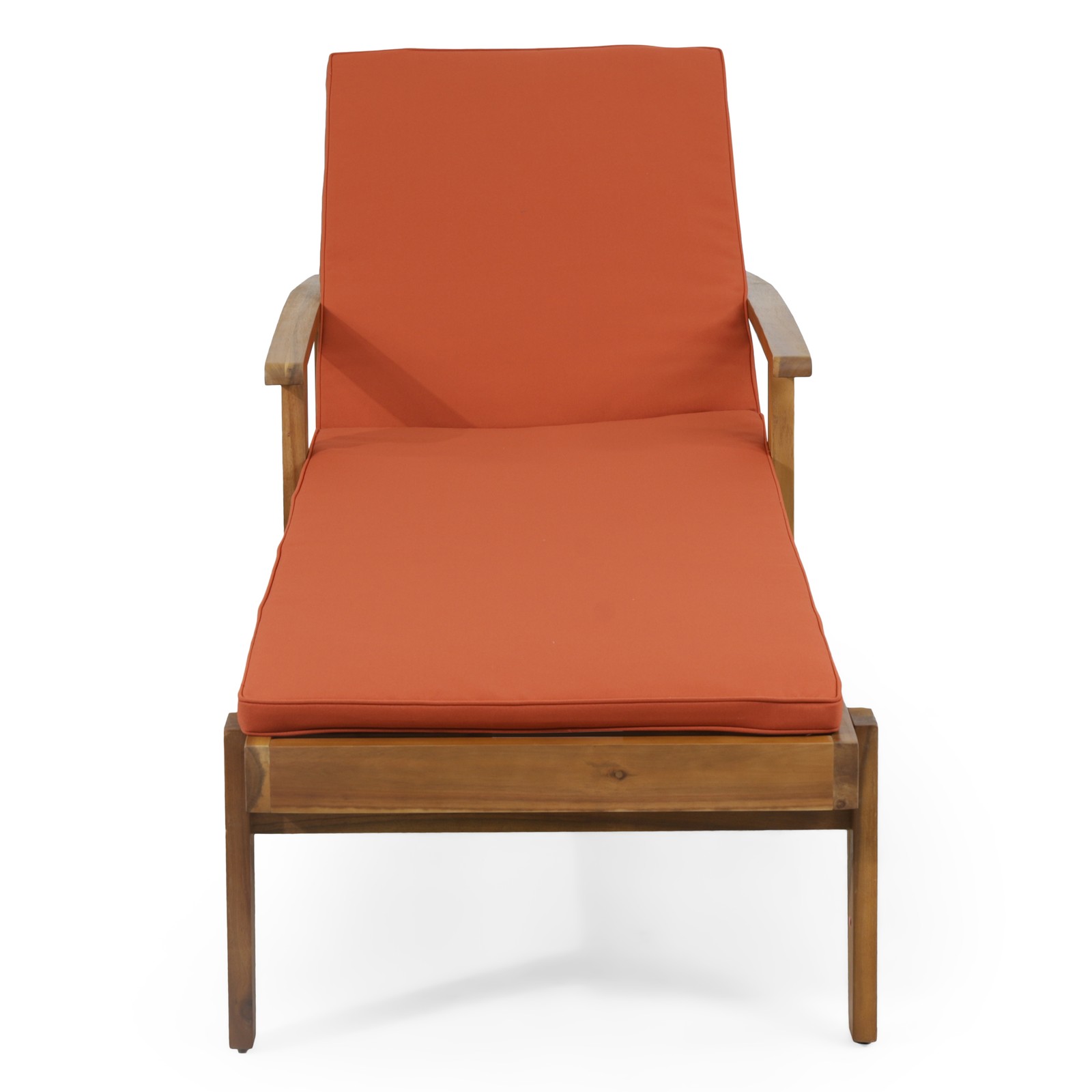 Chaise Lounge Chair w/ Adjustable Recliner & Water-Resistant Orange Cushions