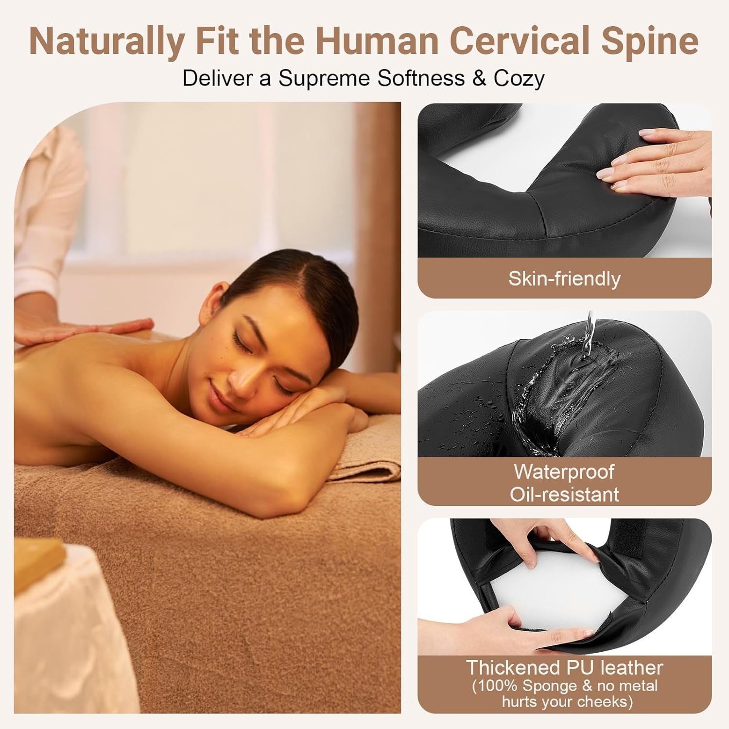 Face Down Tabletop Massage Kit Adjustable Face Cradle and Arm Rest Pad Black