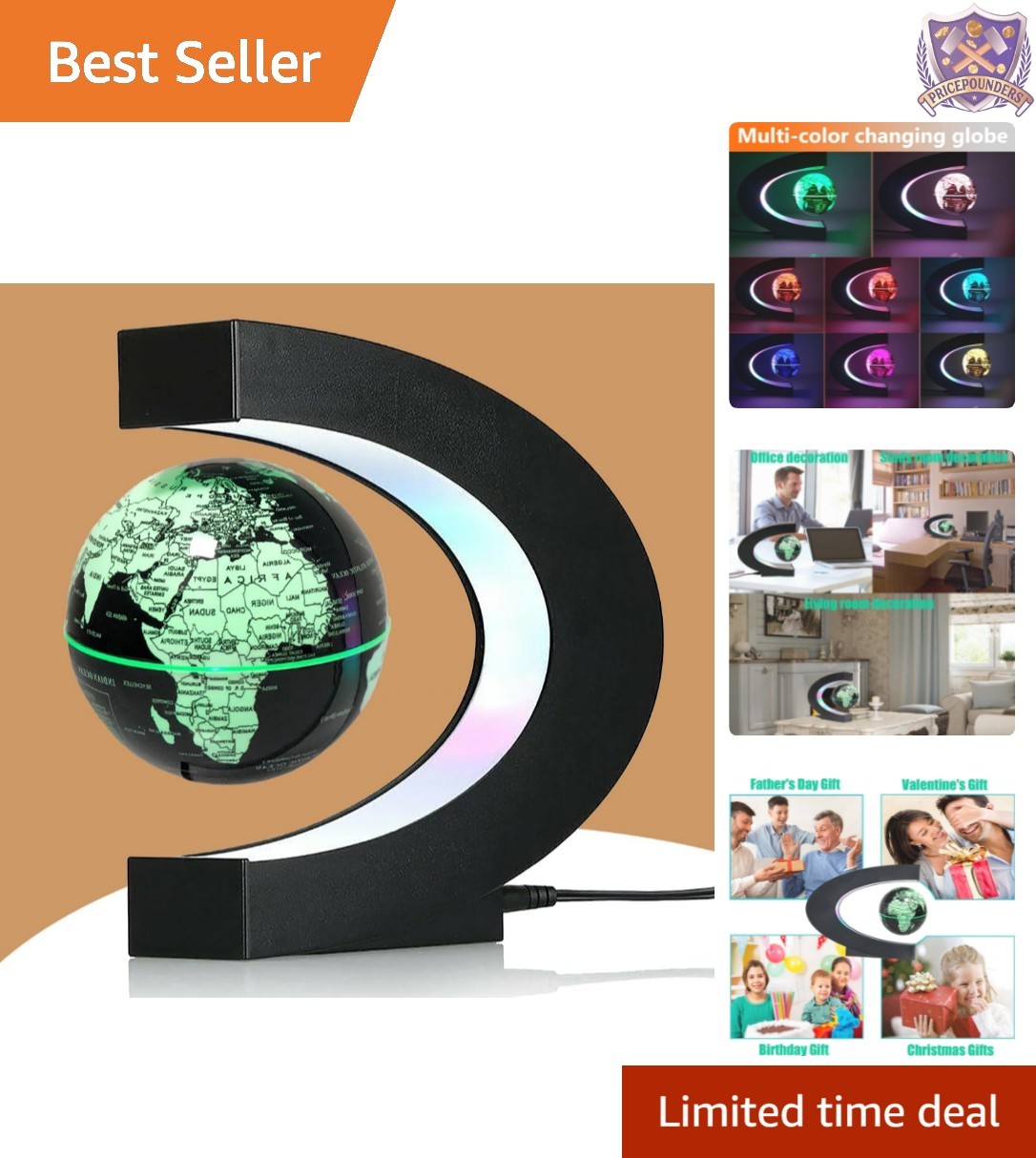 Multicolor Changing Magnetic Levitation Floating Globe - Unique Desk Gadget