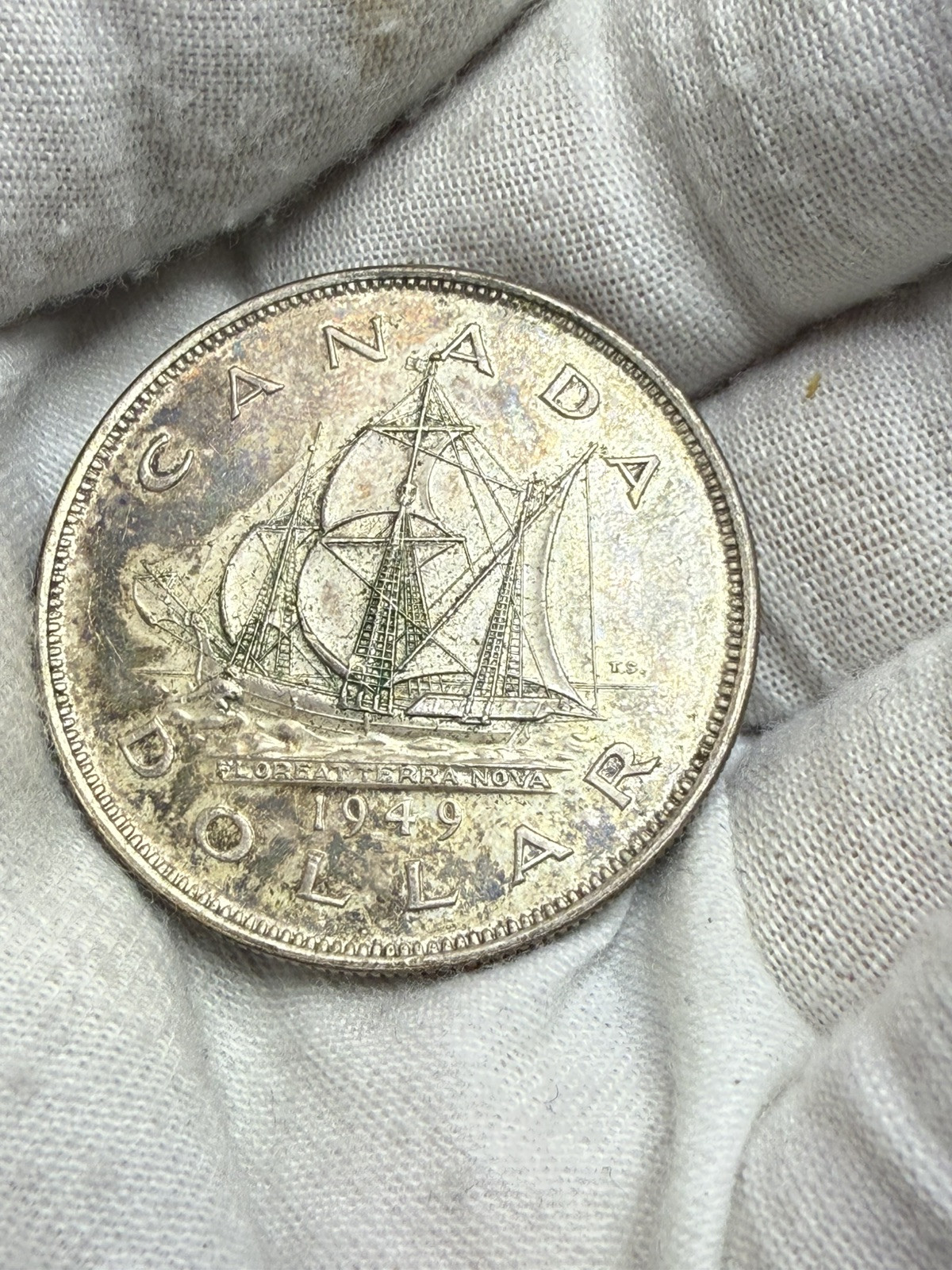 1949 Canada Silver Dollar, Gem BU, Gorgeous Toning K62