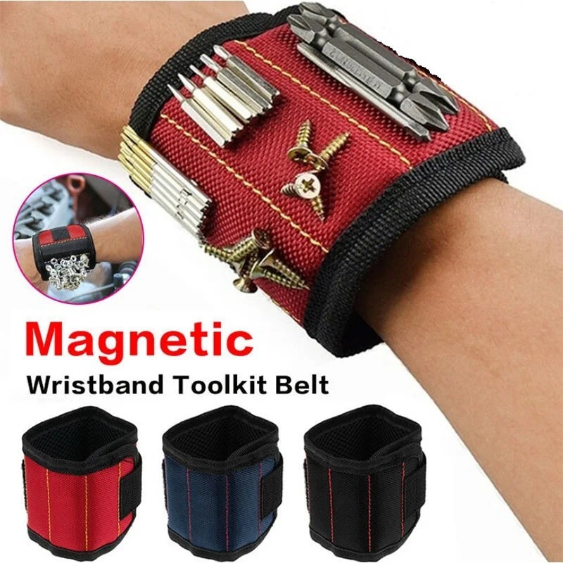 Magnetic Wristband for Tools Strong Magnet Screw Nail Holder Adjustable Band
