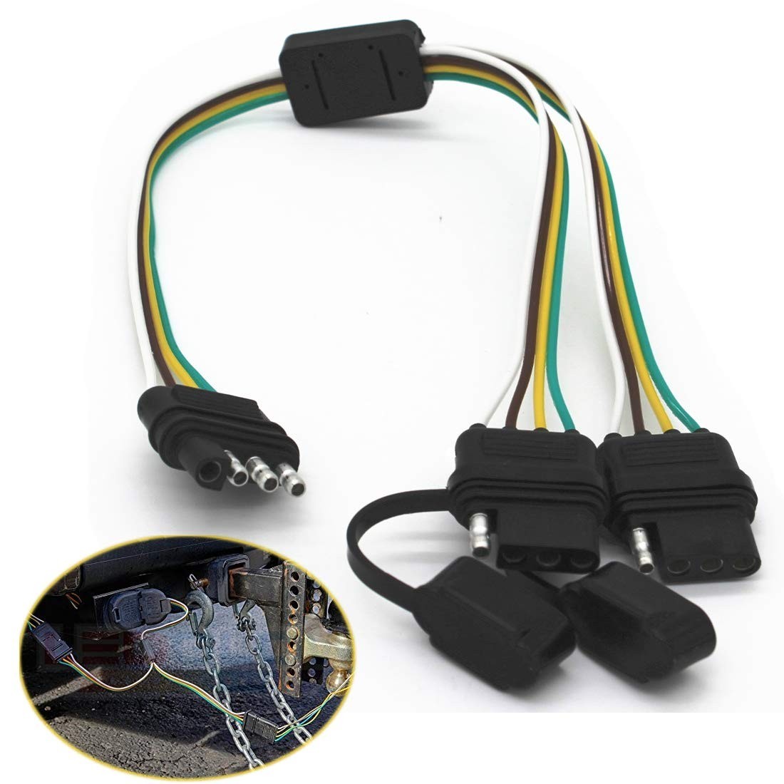 Heavy-Duty 4-Way Y-Splitter Connector for Multi-Light Trailer Applications