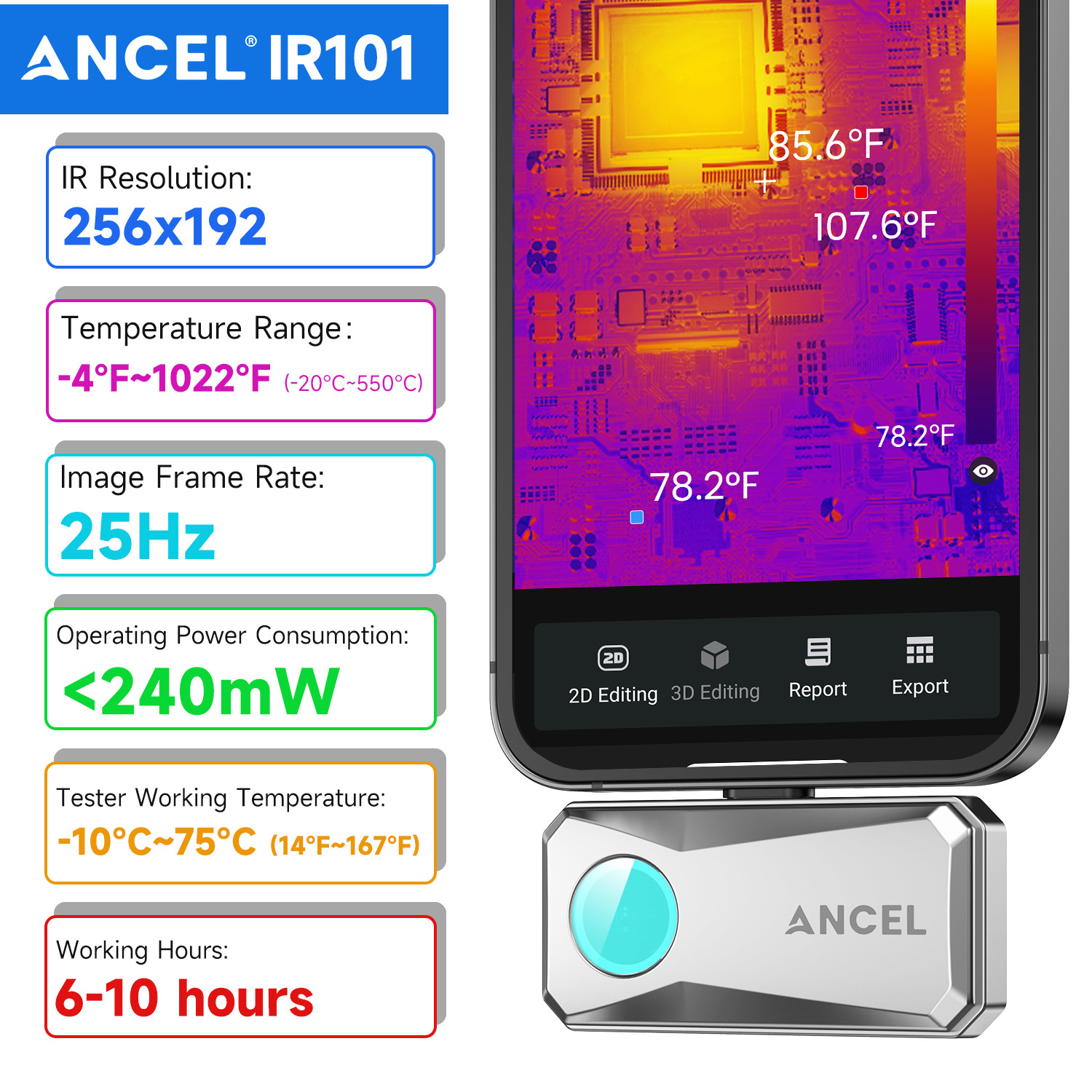 Universal Thermal Camera USB TYPE C Thermal Imaging Fit for iPhone ,IOS ,Windows