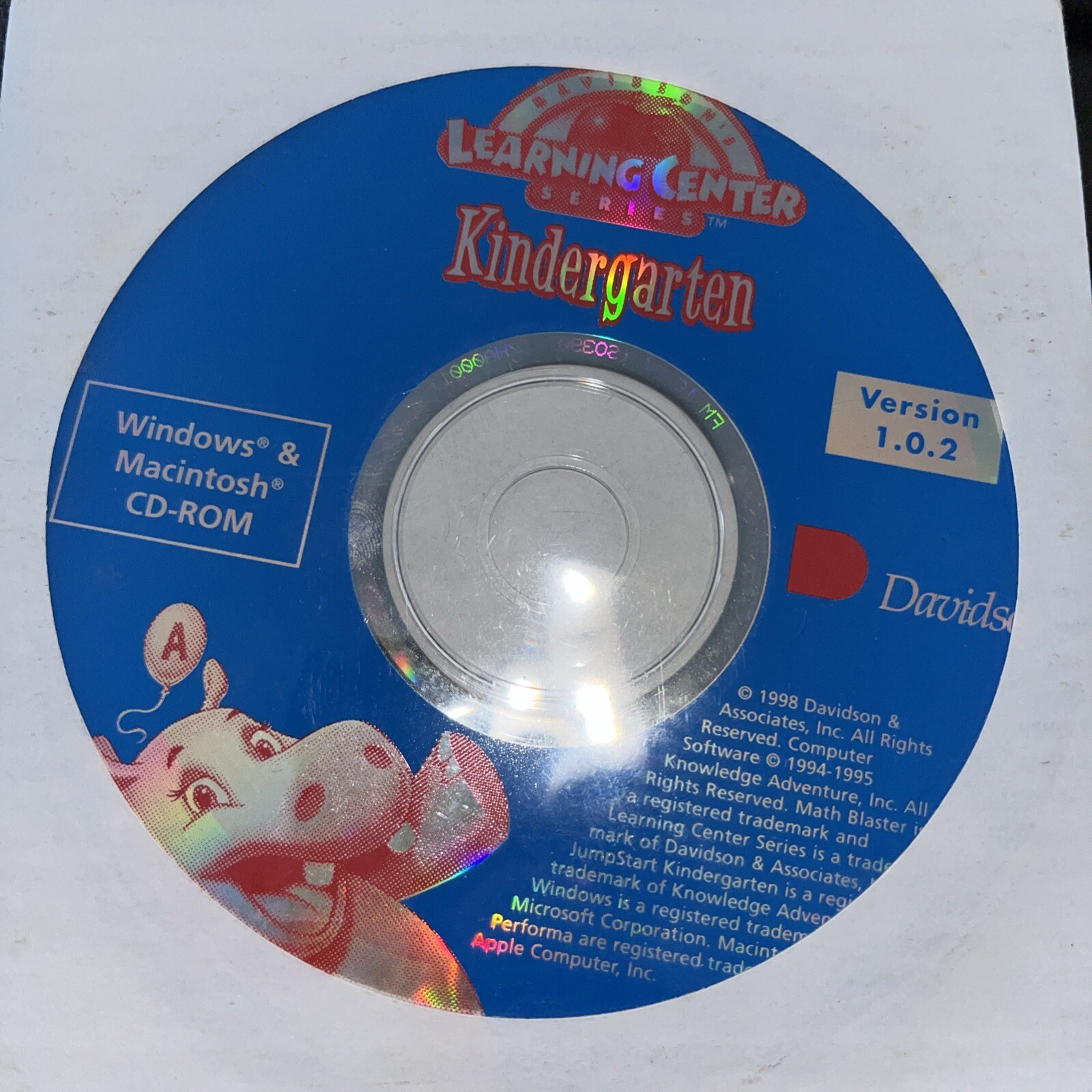 Davidson’s Learning Center Series Kindergarten CDROM