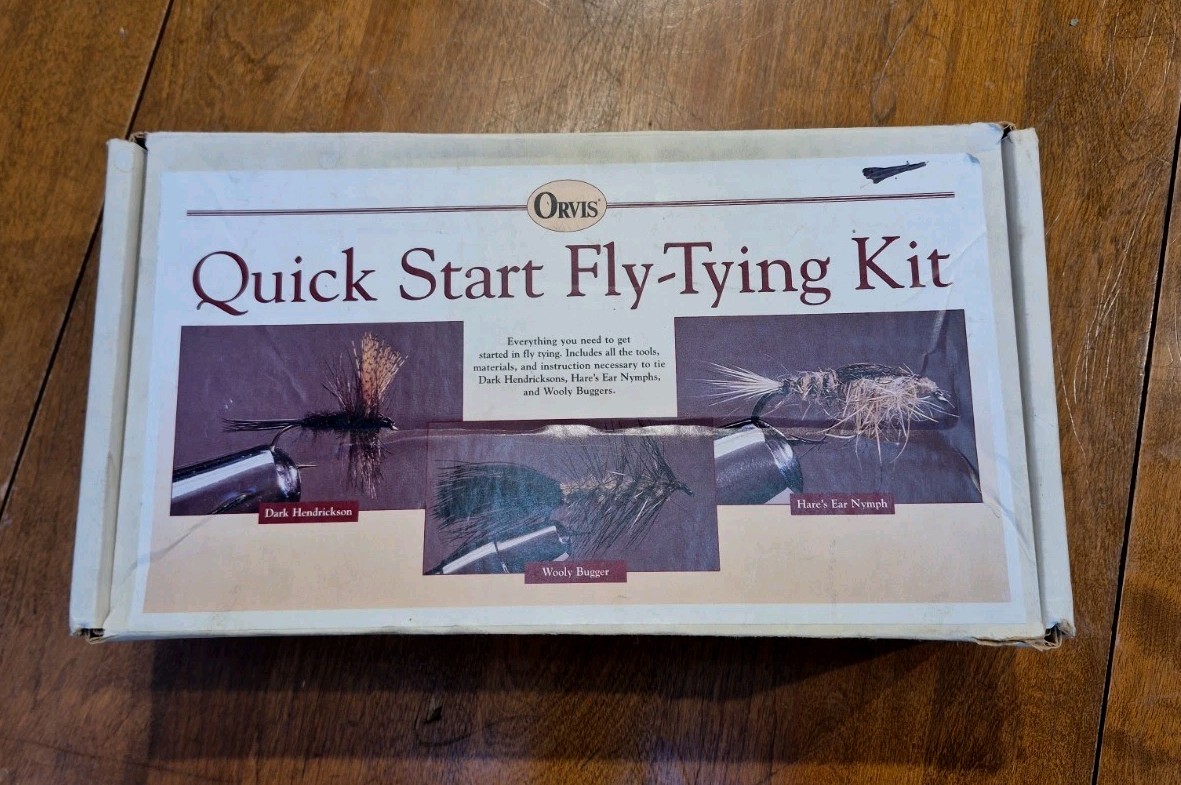 Orvis Quick Start Fly Tying Kit Vintage Fishing Tools Materials Vise Book Box