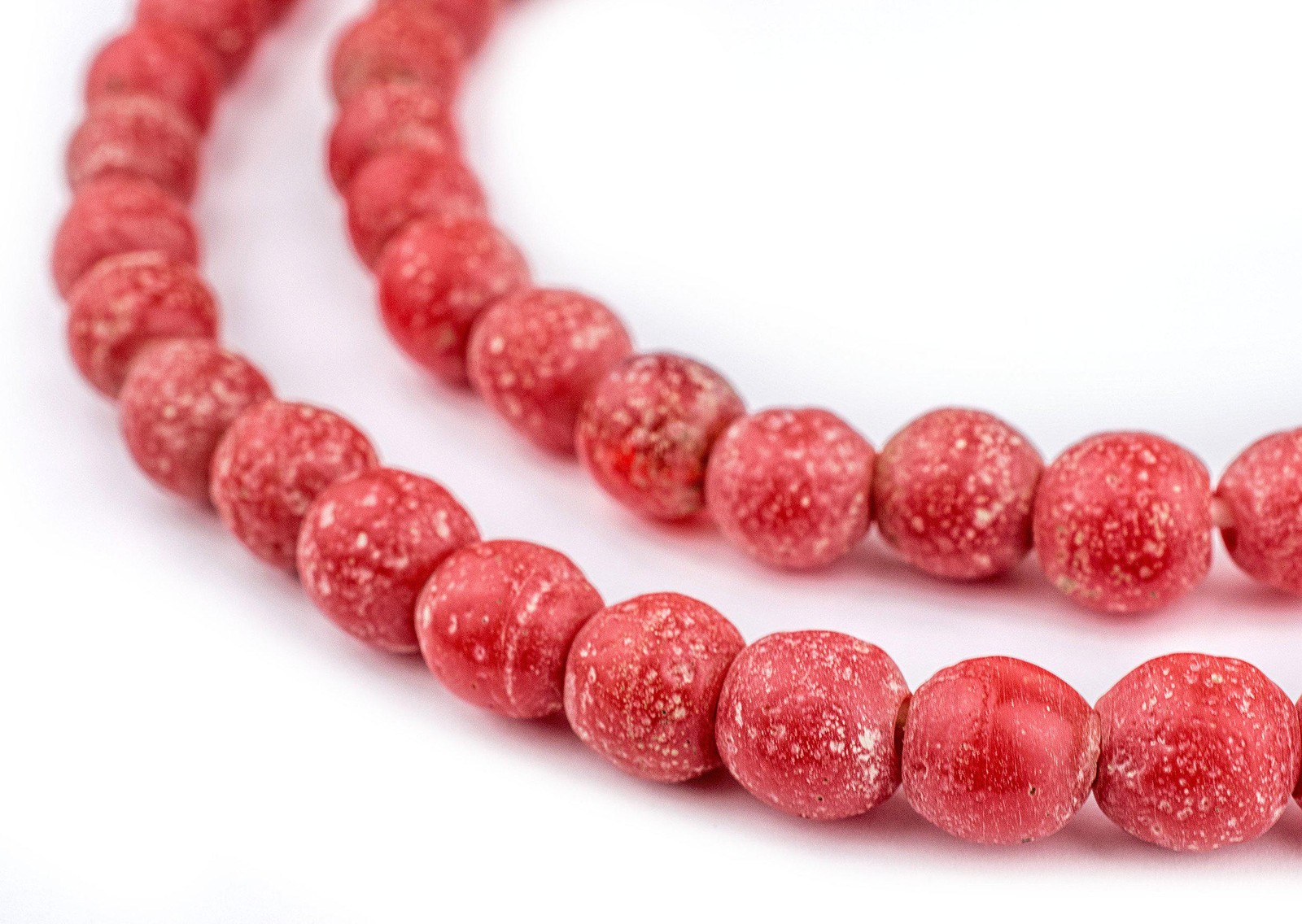 Red Ancient Style Java Glass Beads 9mm Indonesia Round Large Hole 28 Inch Strand