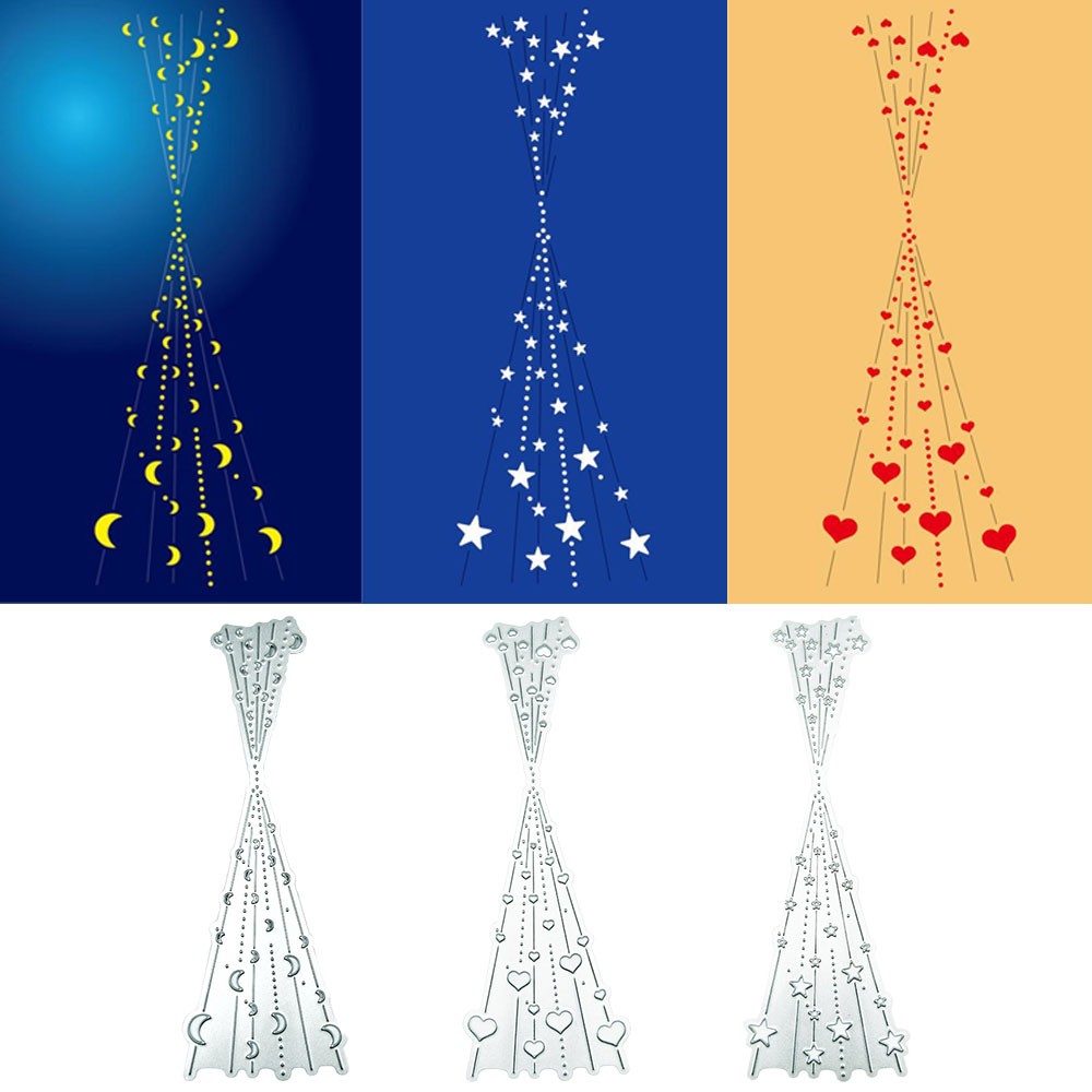 Metal Cutting Dies Christmas Bubble Spotty Line Moon Heart Star Cutting Dies TL
