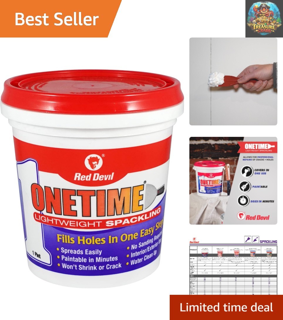 Versatile 1 Pint ONETIME Spackling Paste - Quick, No-Sand Wall Repair Solution