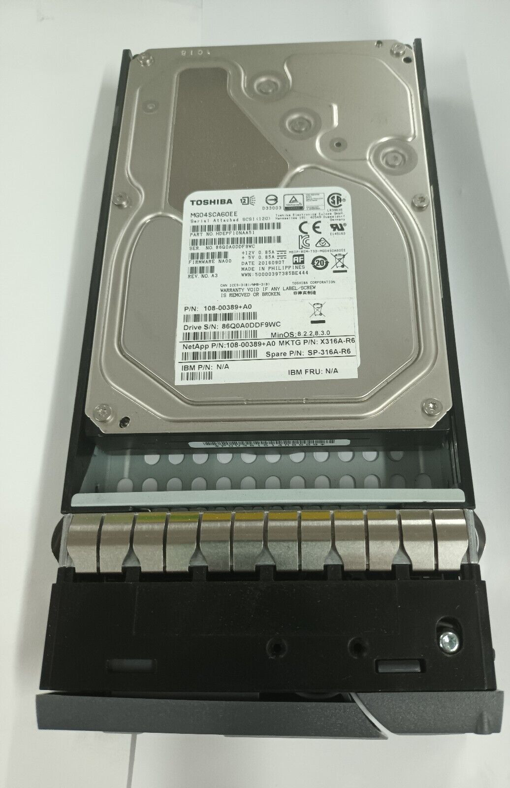 NetApp 6TB 7.2K SAS 3.5" HDD 108-00389+A0 SP-316A-R6 for DS4246, DS212C, FAS2220