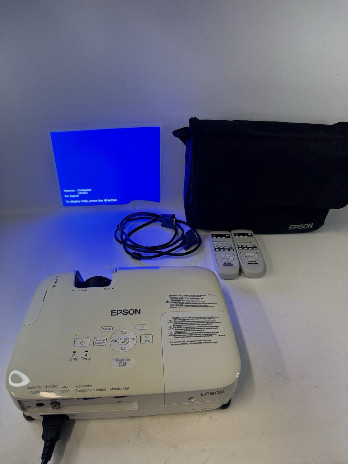 Epson PowerLite S9 H376A - SVGA - 3LCD - 311 Hours Projector With Remote Tested