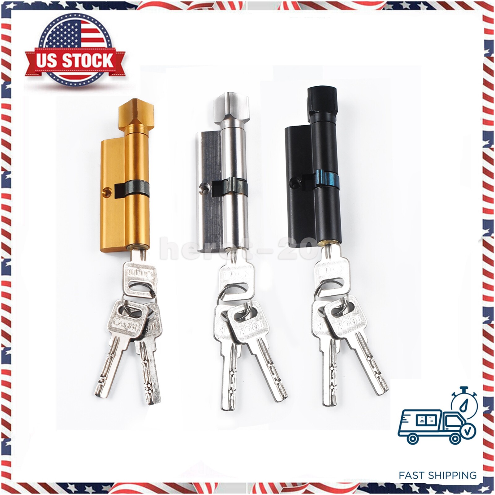70mm Sliding Security Screen Home Door Lock Cylinder Thumb Turn Hardware + 3 Key