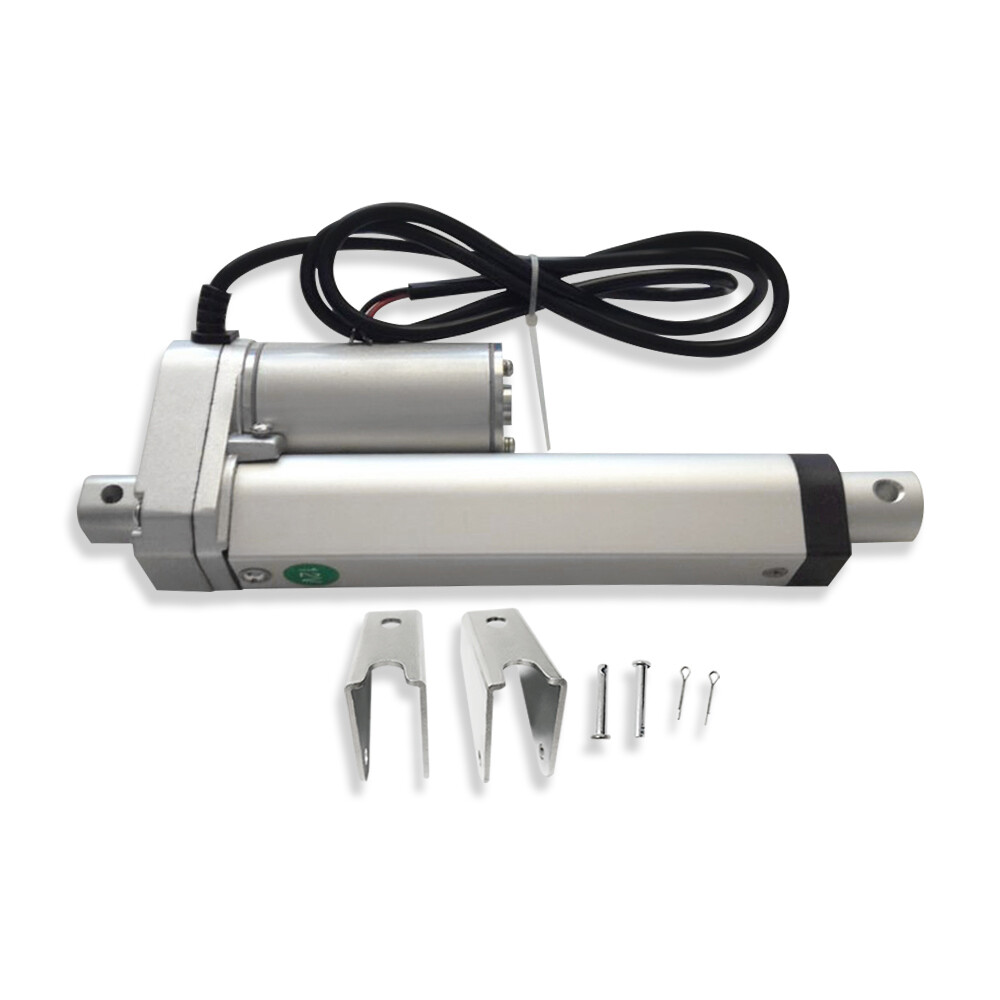 Silver 4" Stroke Linear Actuator 225lbs (1000N) Load 10mm/s with Brackets