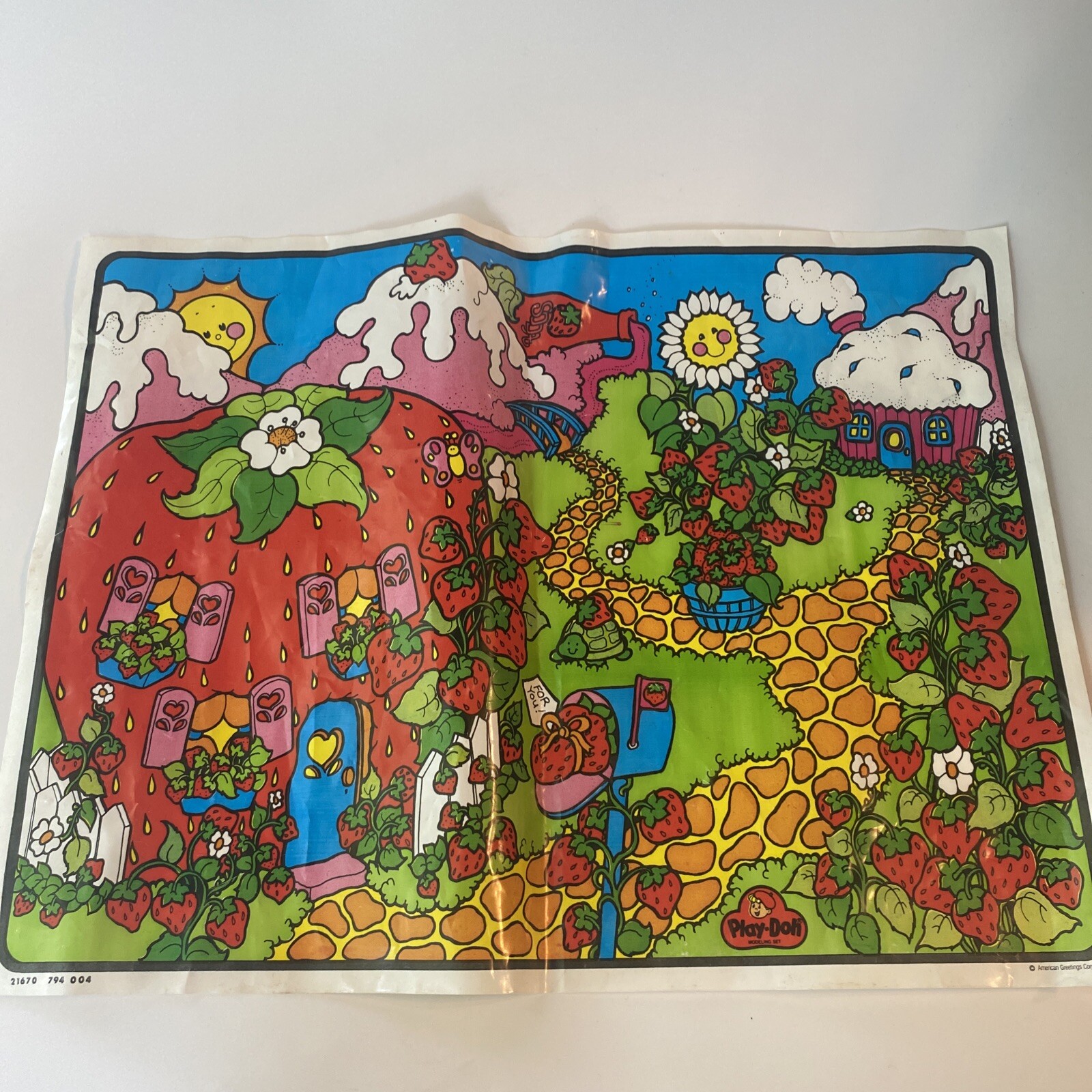 VTG 1980 Strawberry Shortcake Play Doh Set Replacement Lady Bug & Plastic Mat