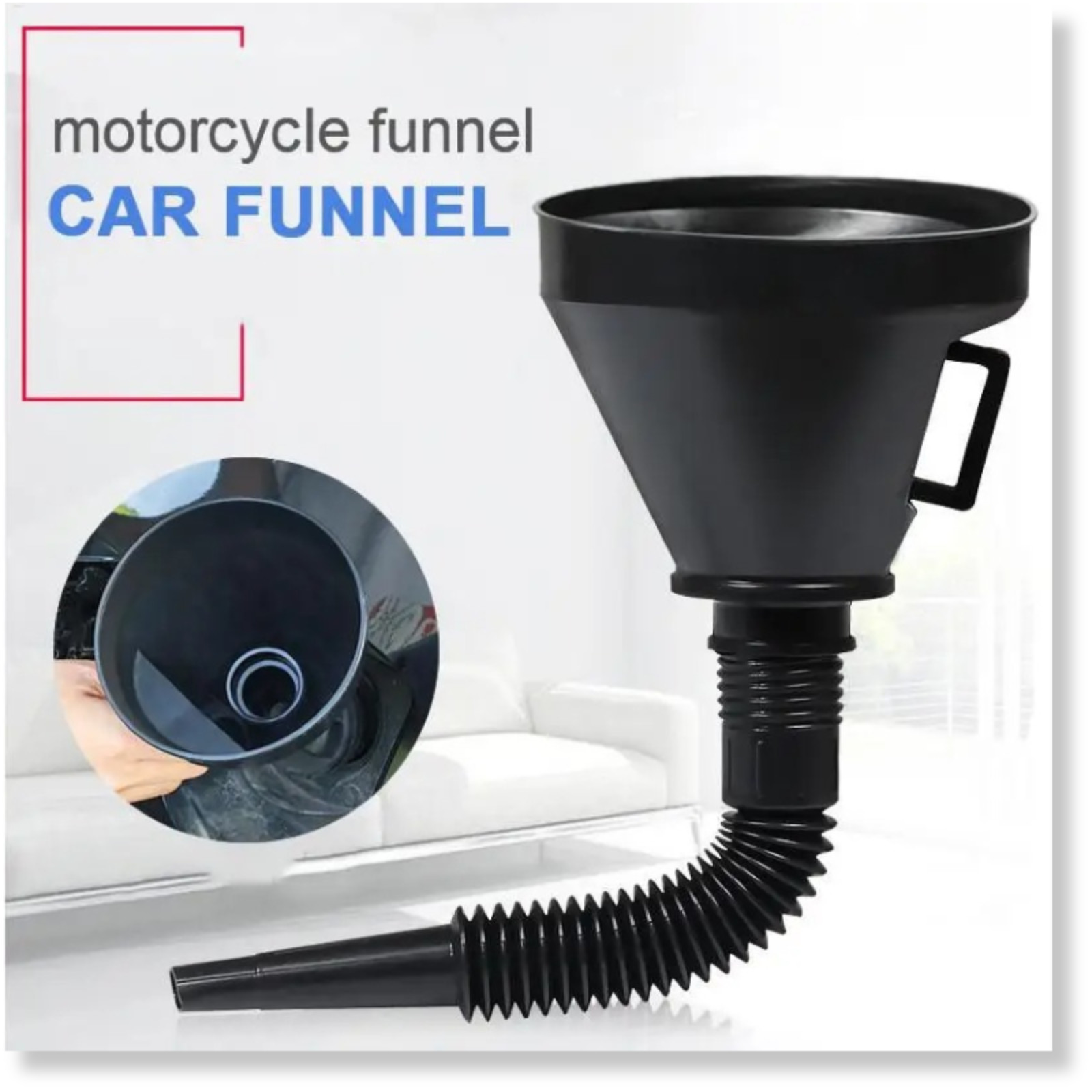 Flexible Large Funnel Oil Water Gas Fuel Spout Funnel for Car Motorcycle Boat